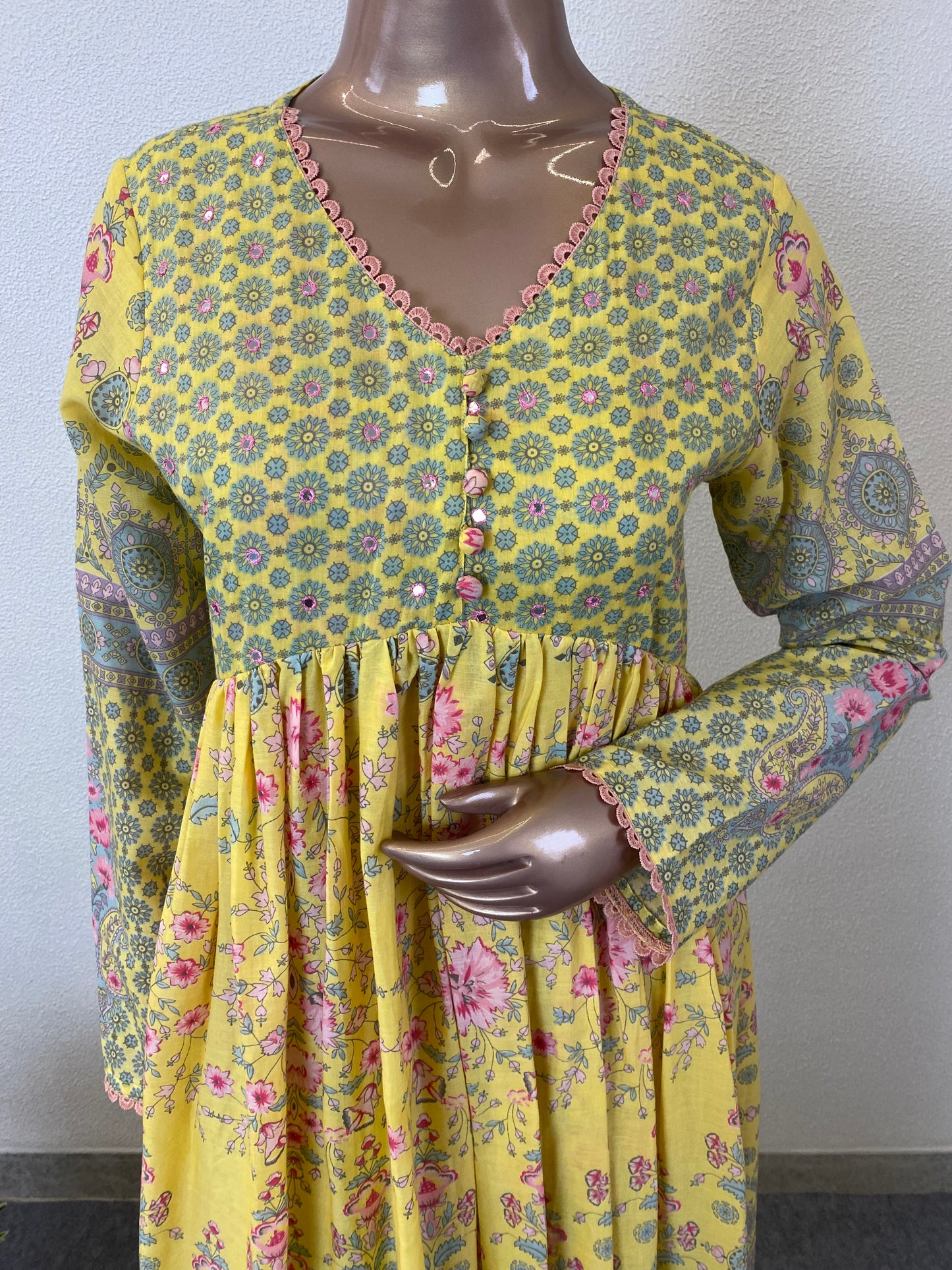 Printed Cotton Frock Suit Set with Long Sleeves