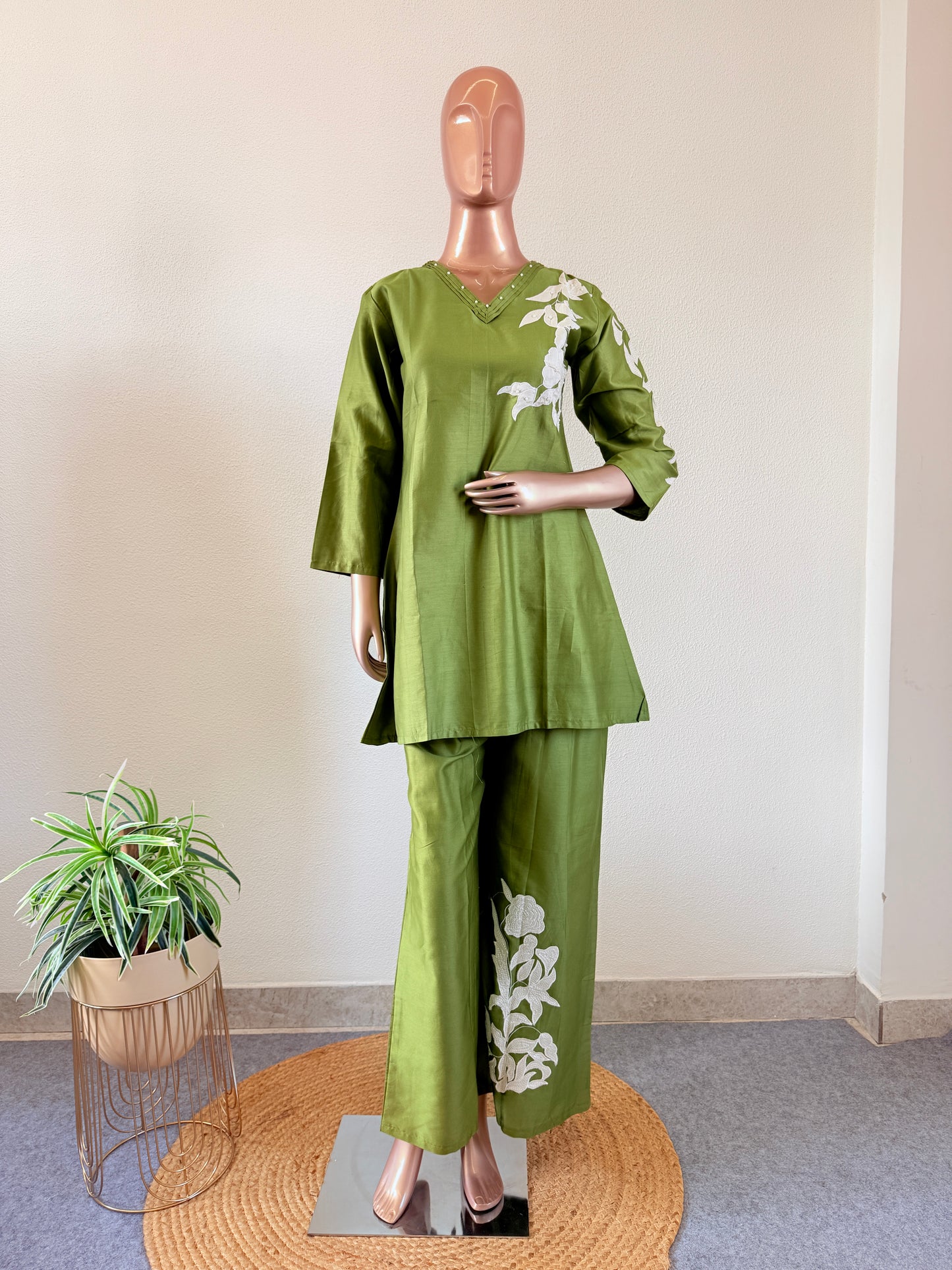 Cotton Appliqué Work Coord Set