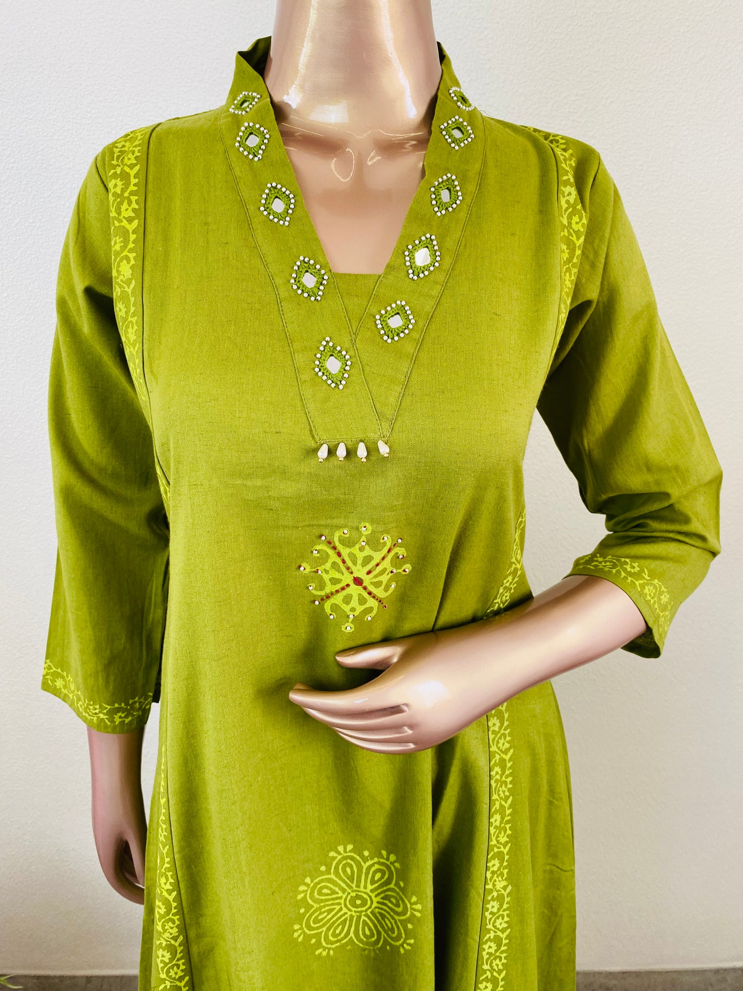 Gamthi Style Block Print Kurta Pant Set