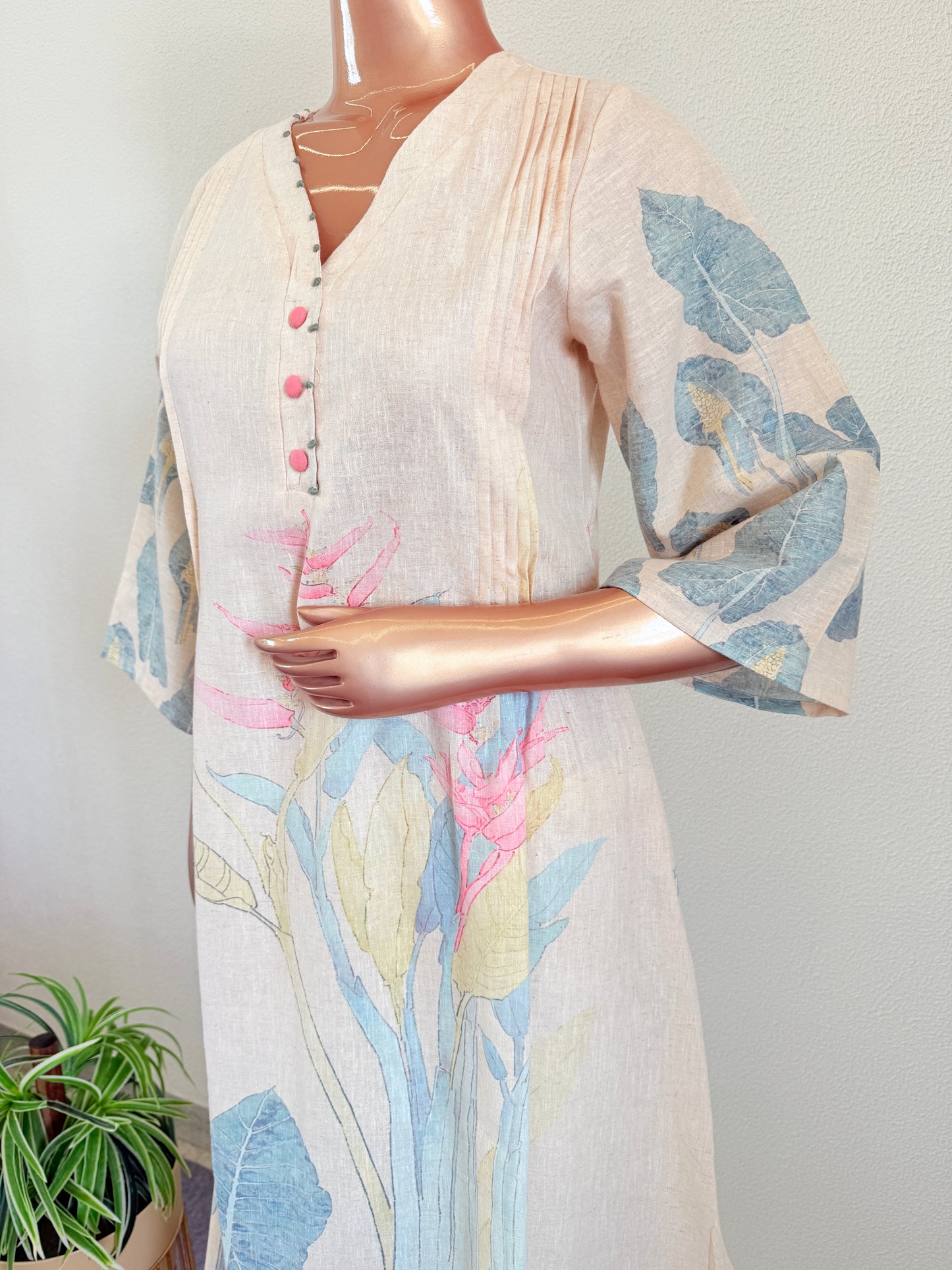 Digitally Printed Linen A- Line Kurta Set