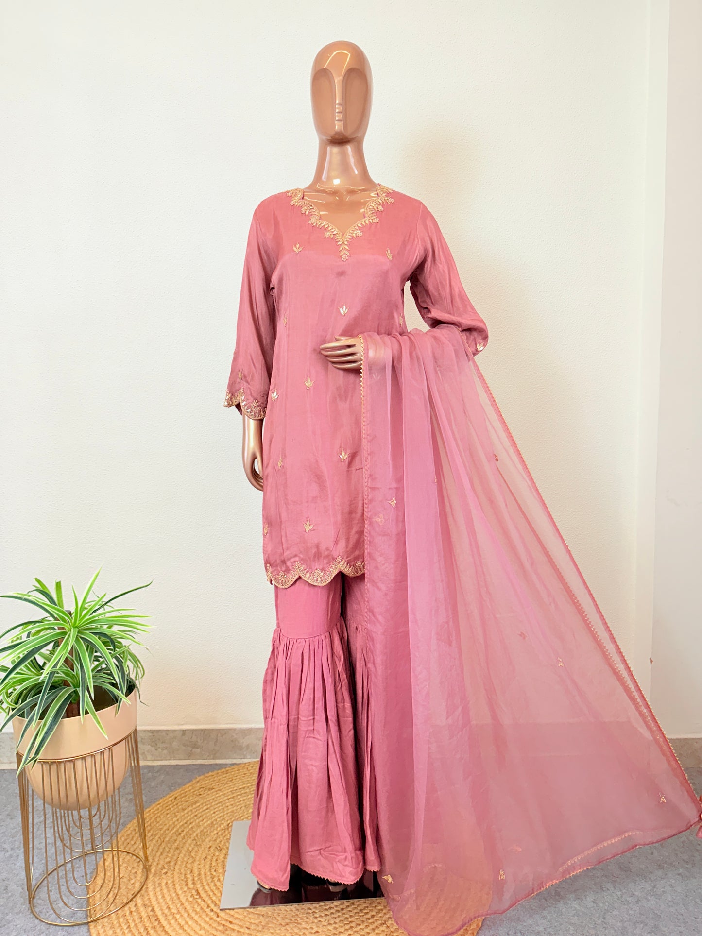 Pure Silk Sharara Set with Gota Patti Work