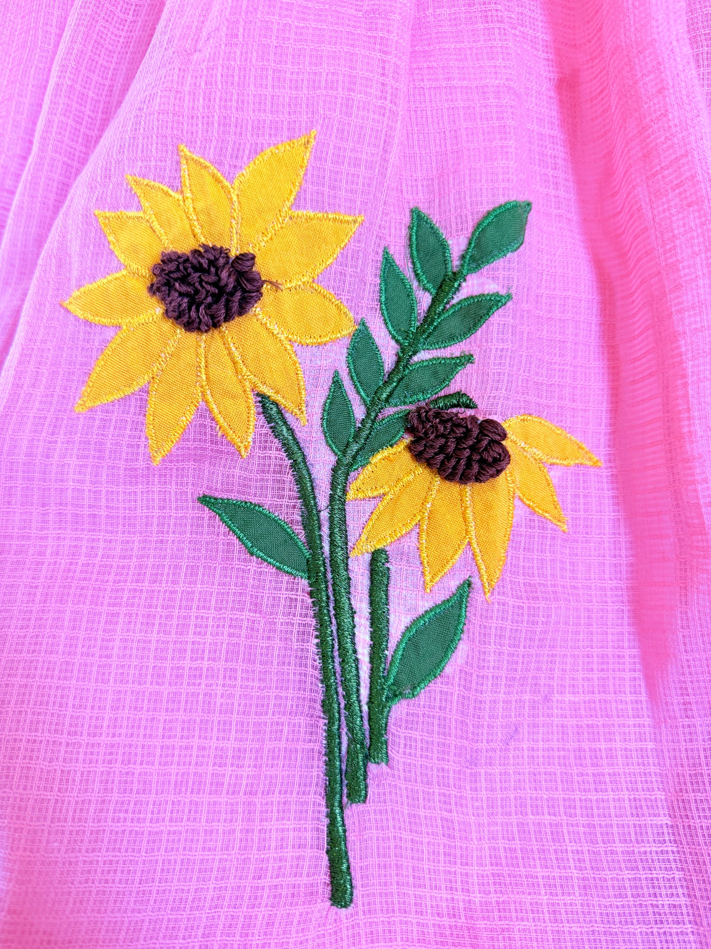 Kota Doria Tunic with Sunflower Applique Work