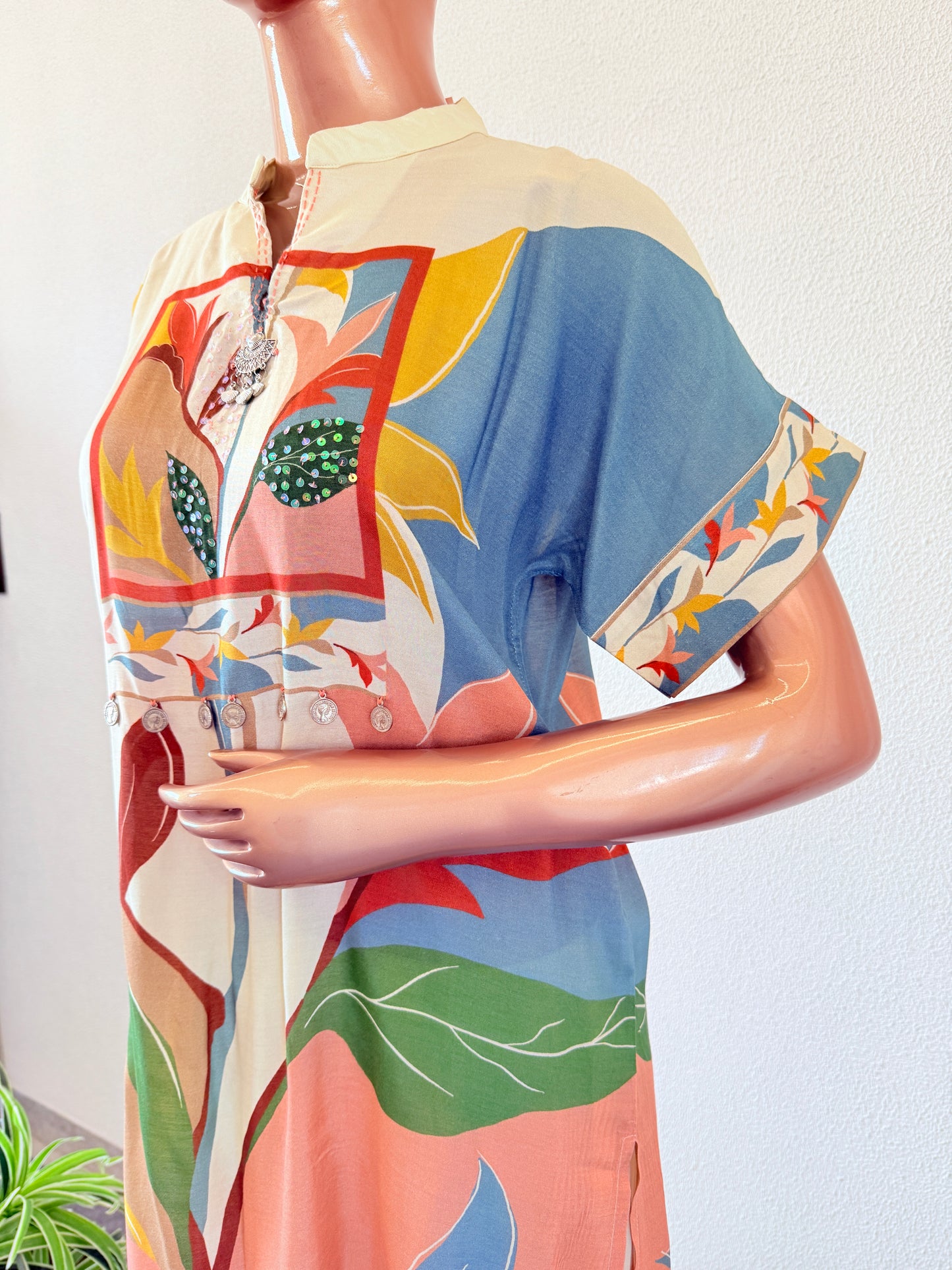 Abstract Print Muslin Kurta Pant Set