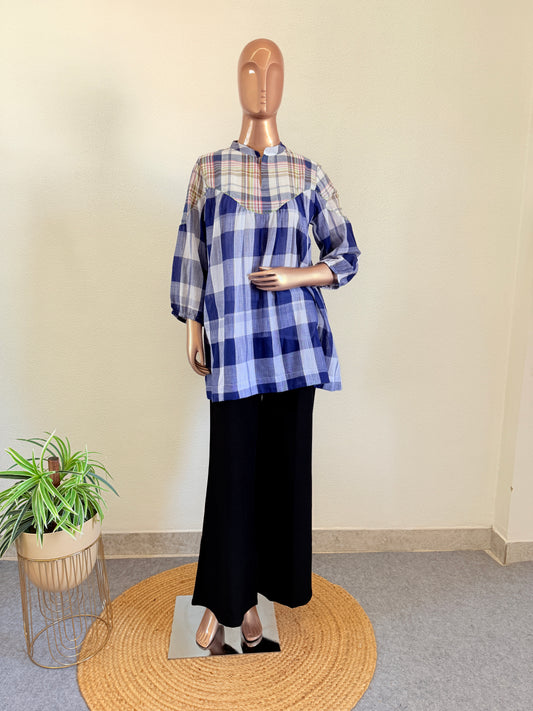 Checks print Handloom Mul Cotton Top