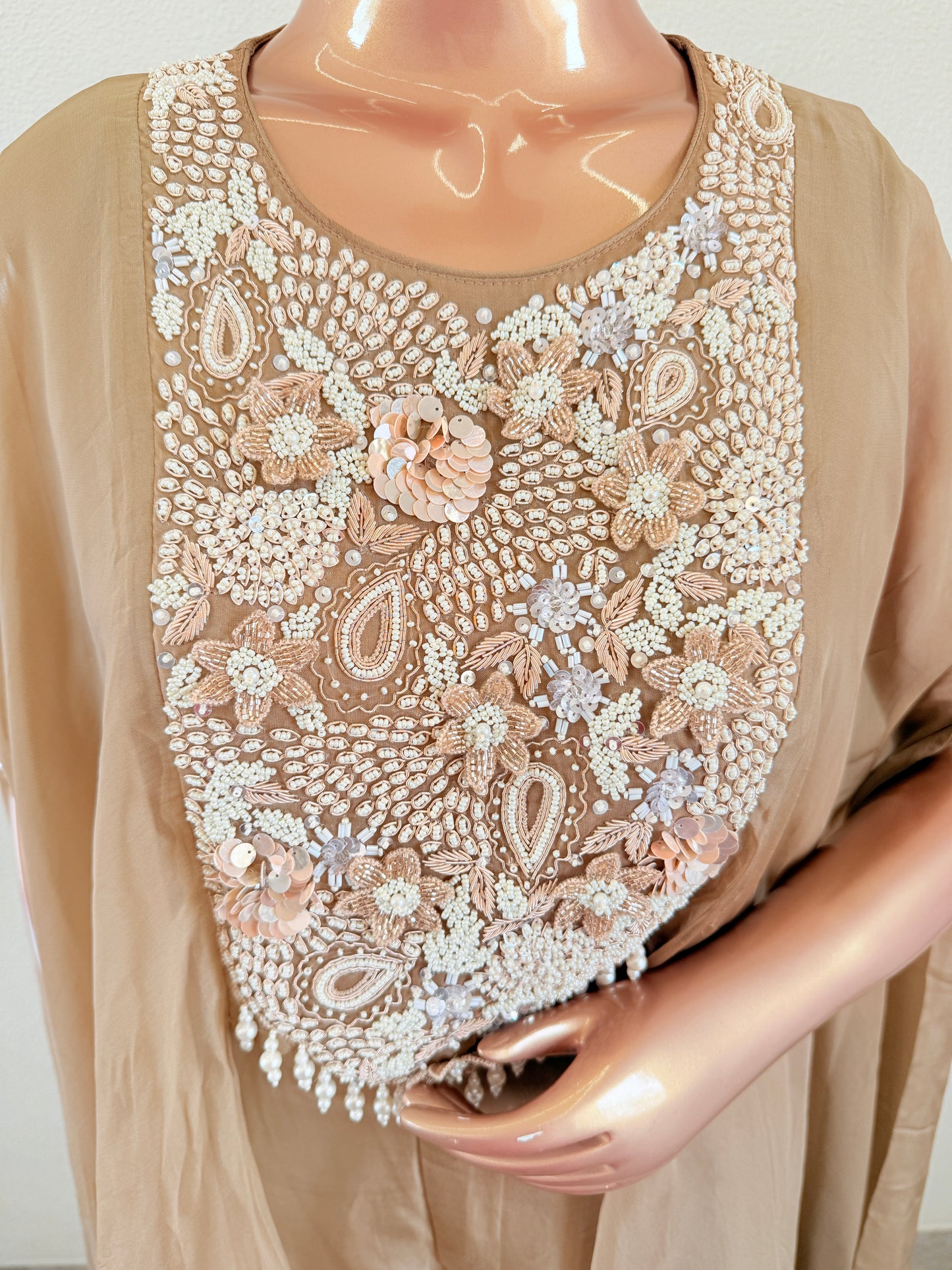 Organza Indowestern with kaftan Sleeve Top & Palazzo
