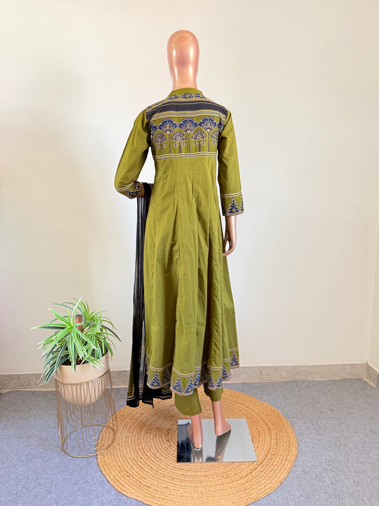 Yoke & Shoulder Print Cotton Anarkali Suit Set