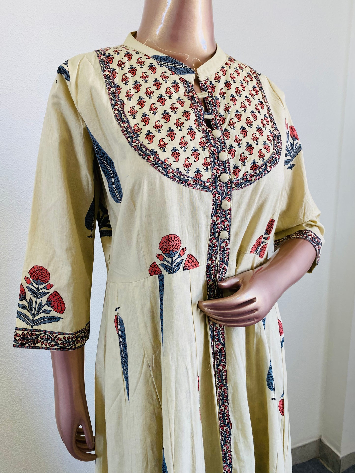 Block Print Flared Double Layer Tunic with Dupatta