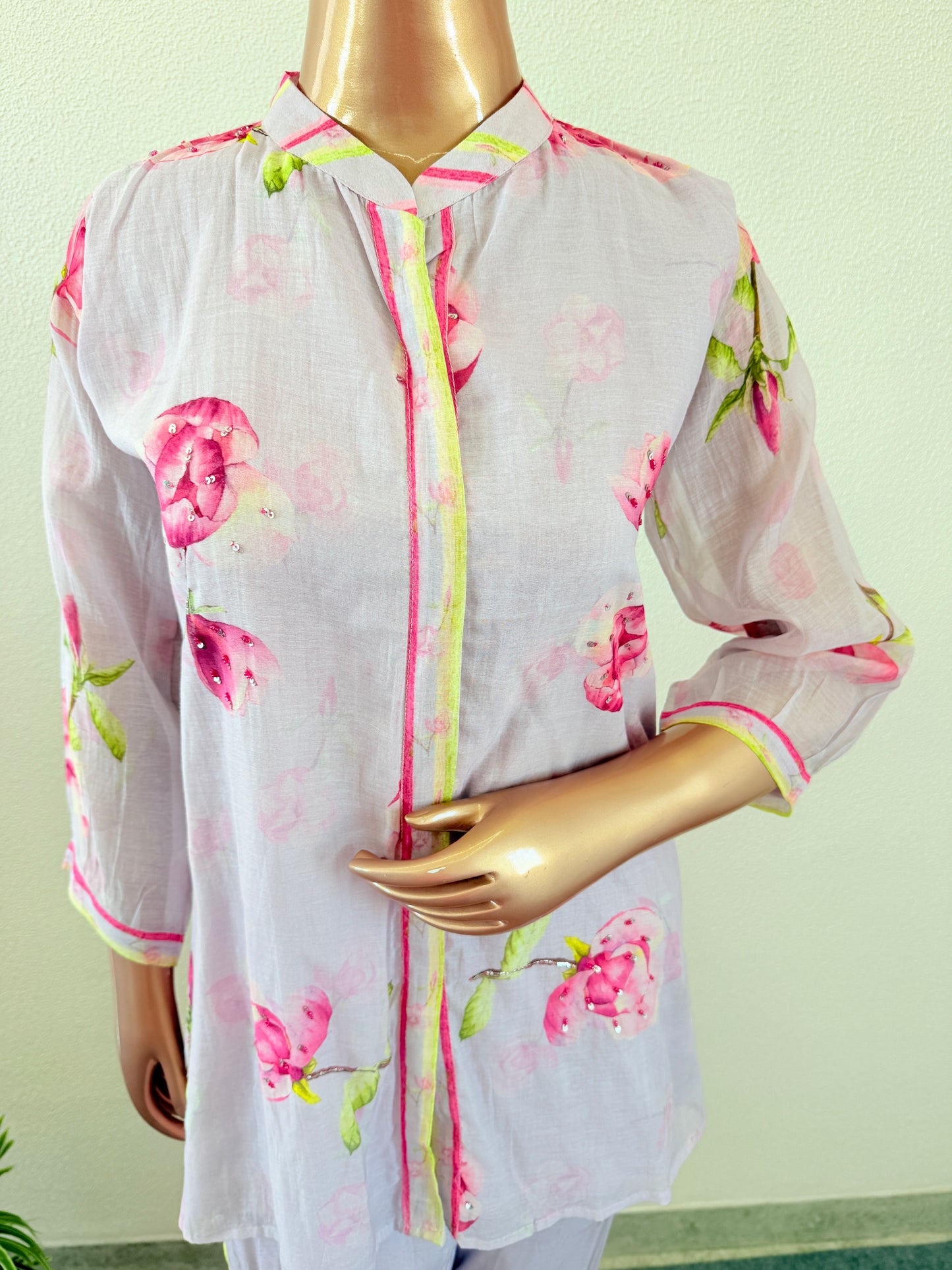 Floral & Stripes mul Chanderi Coord Set