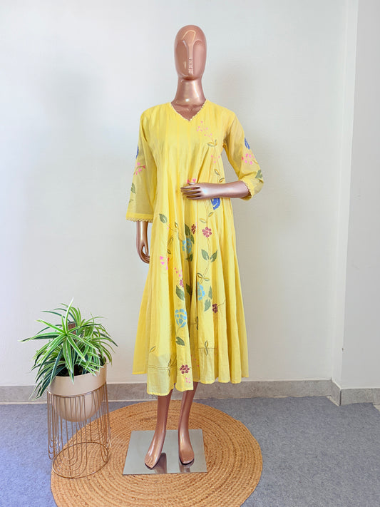 Applique Work Anarkali Mul Cotton Tunic