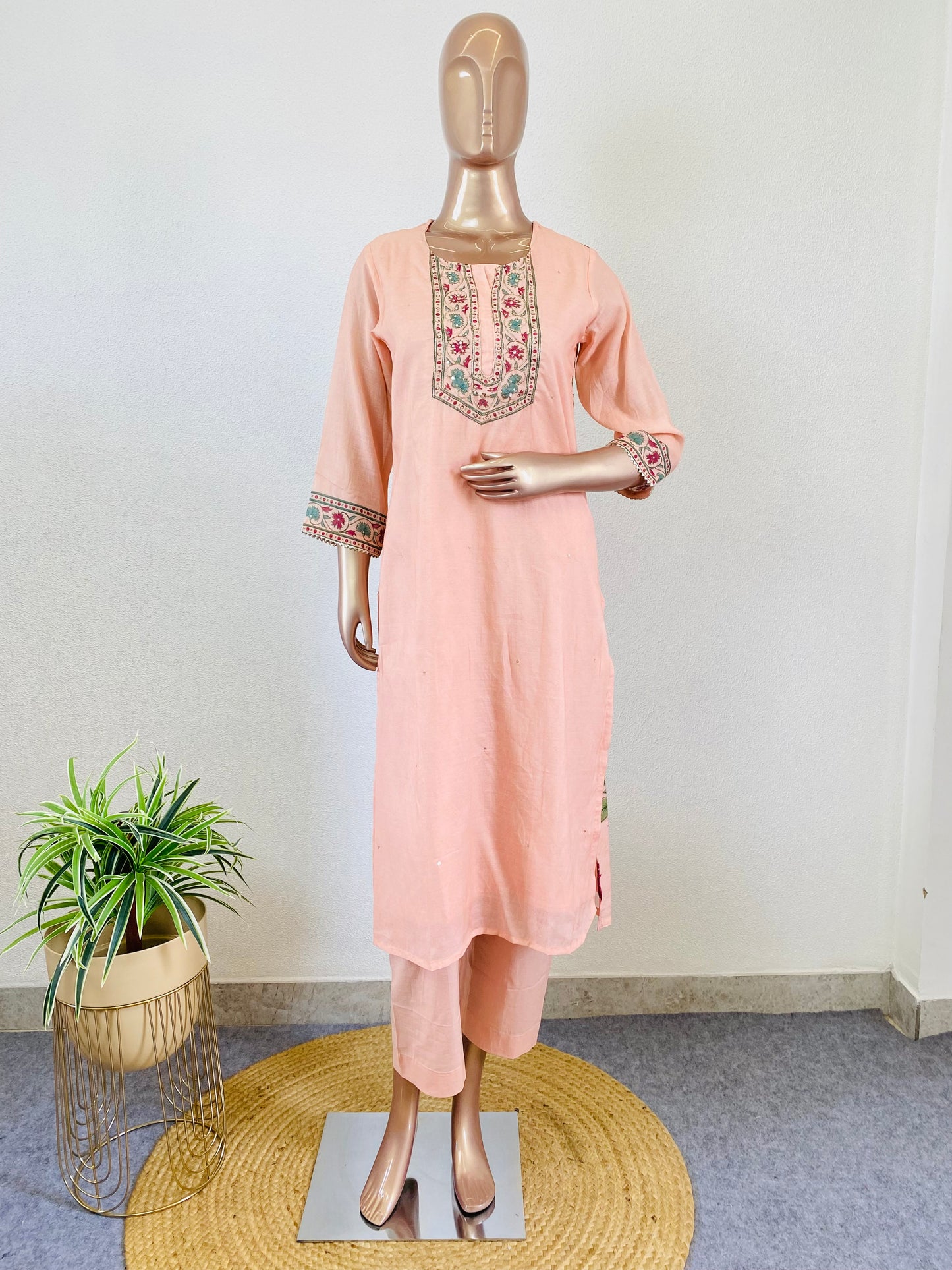 Cotton Suit With Block Print Bank and Dupatta