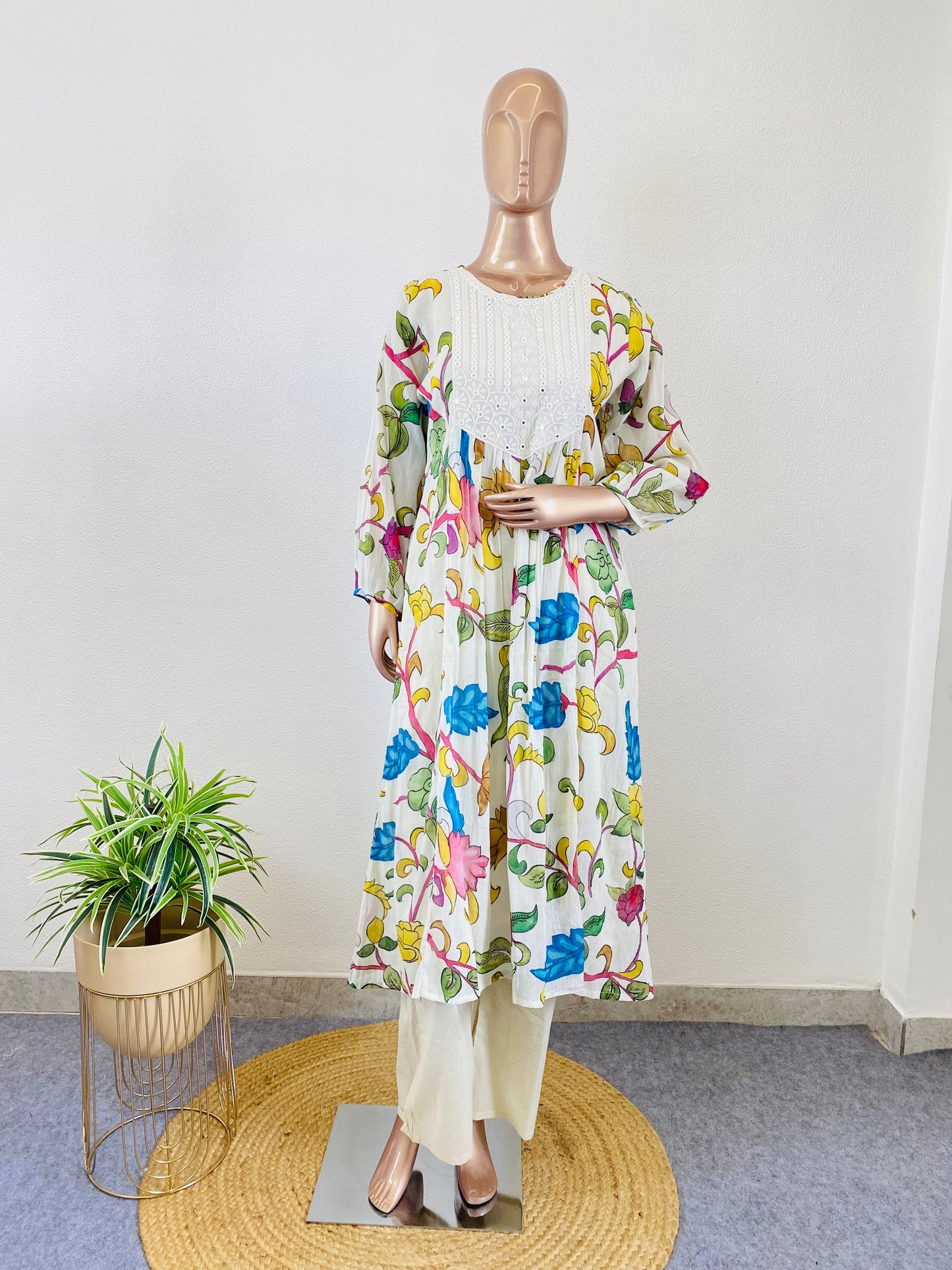 Kalamkari Print Mul Cotton Frock Suit
