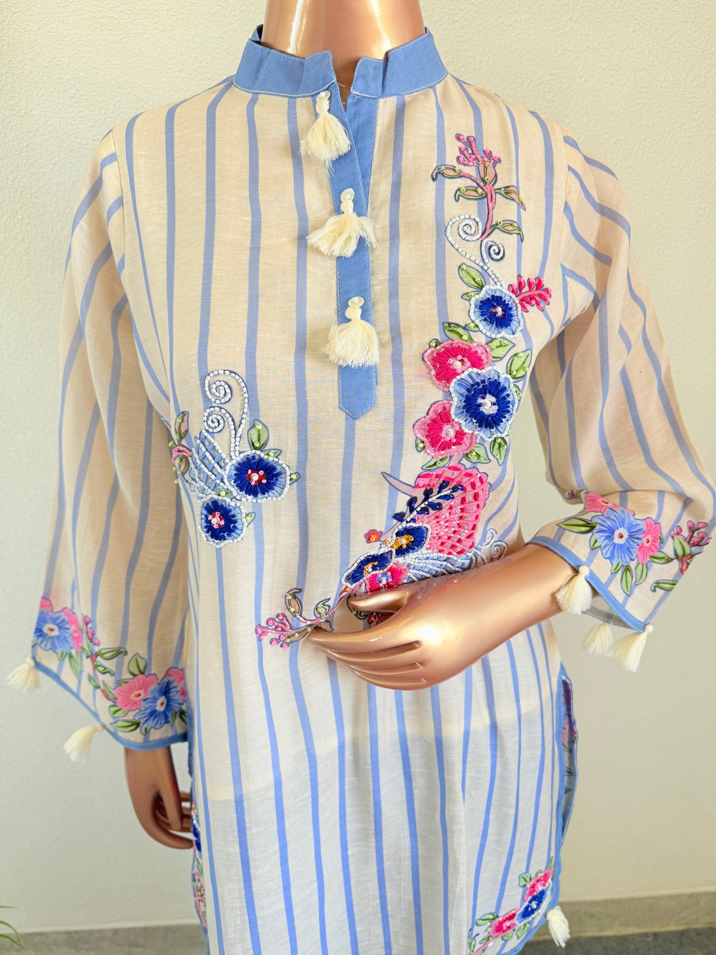 Printed Linen Co Ord Set with Denim Pants