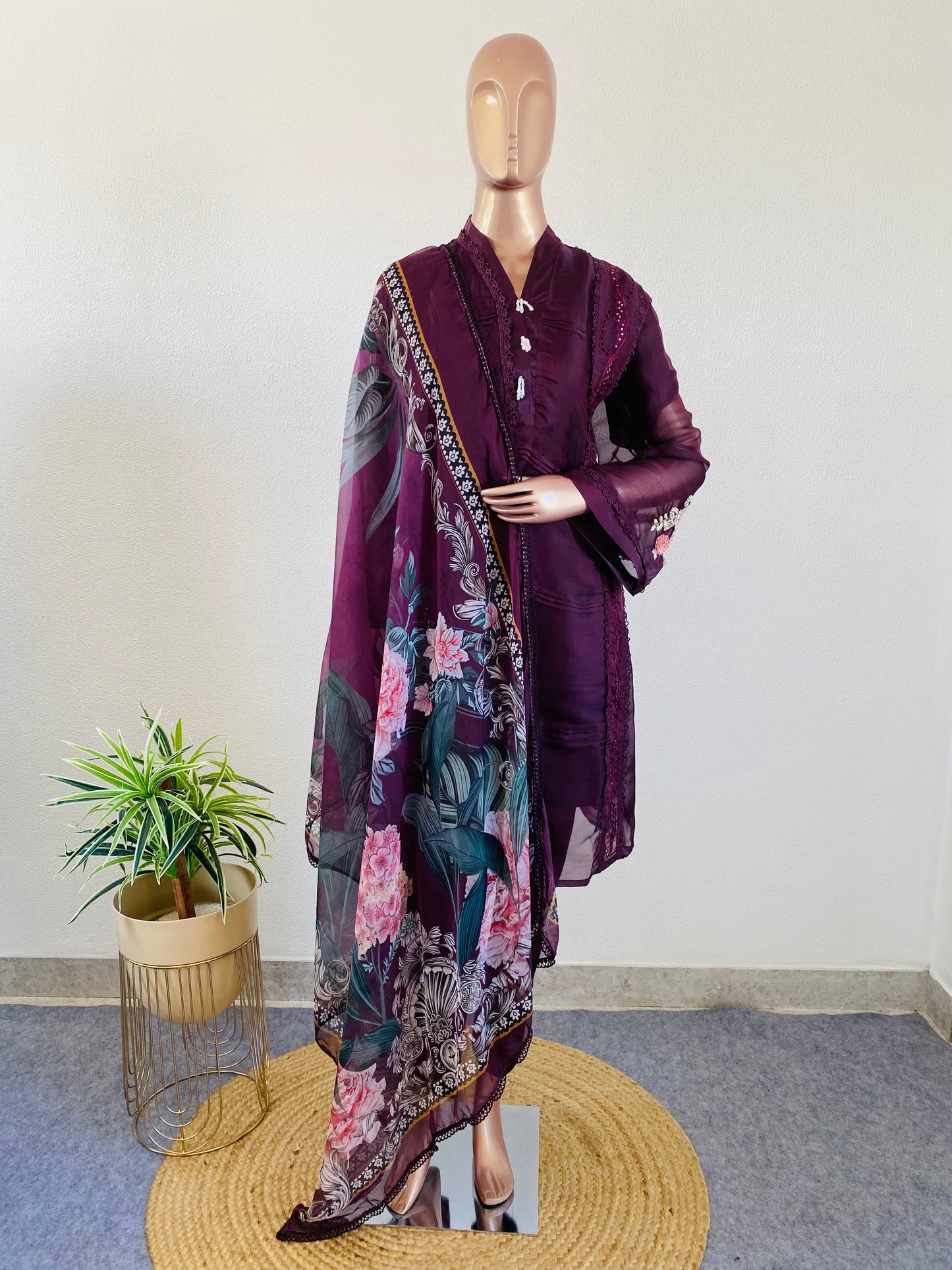 Heavy Pakistani Suit with Printed Dupatta