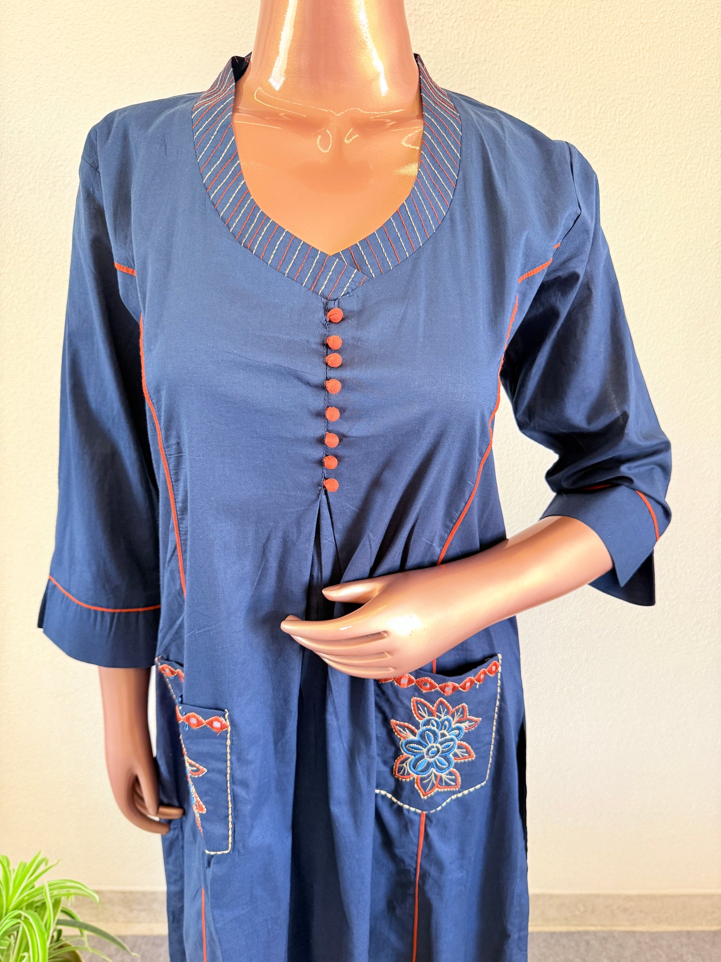 Cotton Suit Set with Chanderi Han Block Print Dupatta