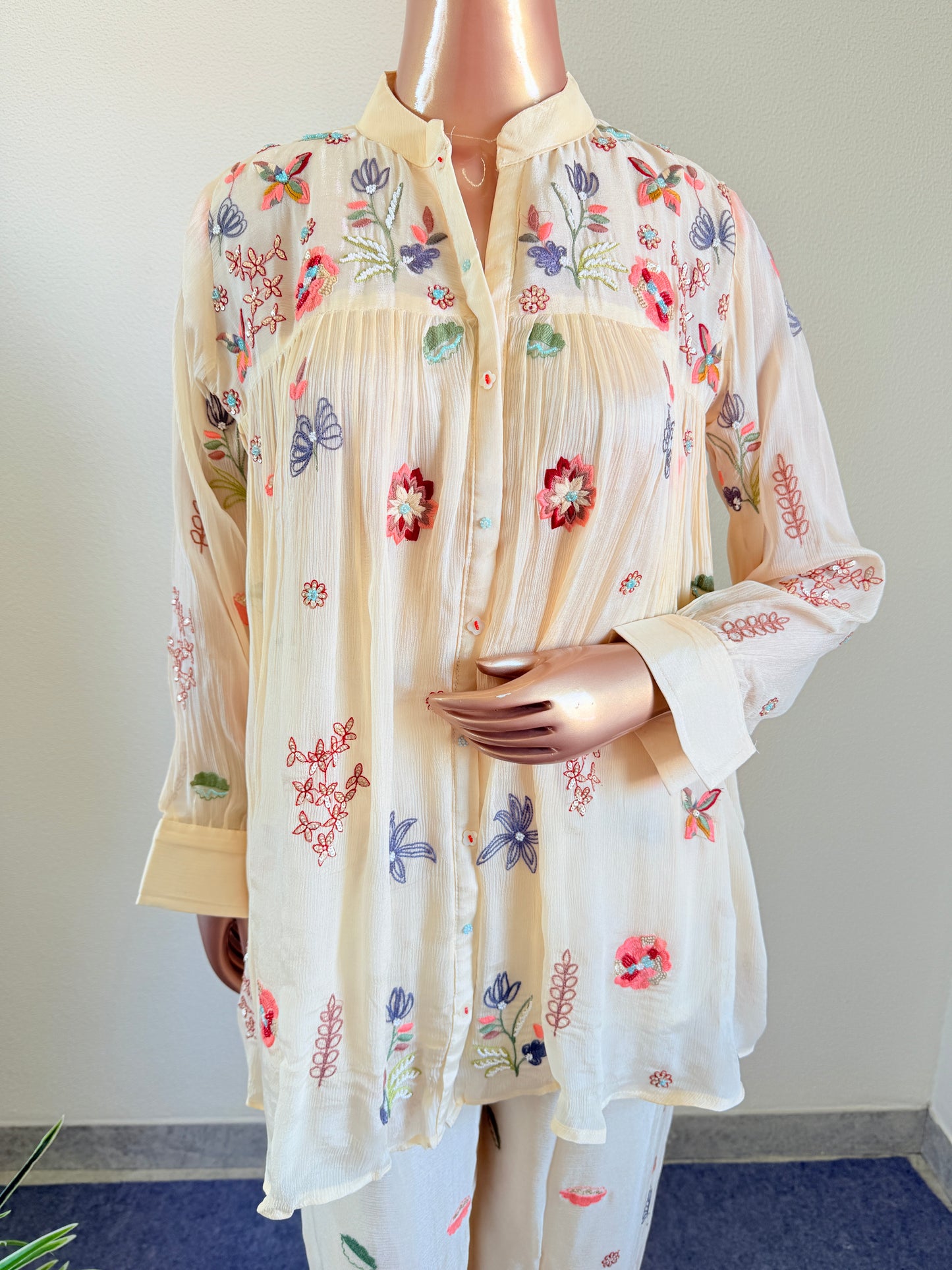 Embroidered Chinon Coord Set