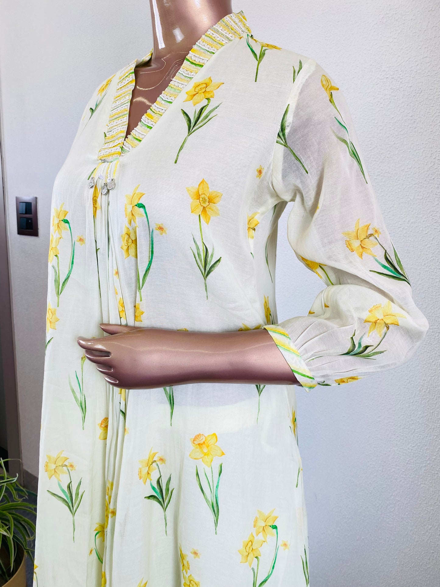 Pure Mul Chanderi Printed A-line Suit Set