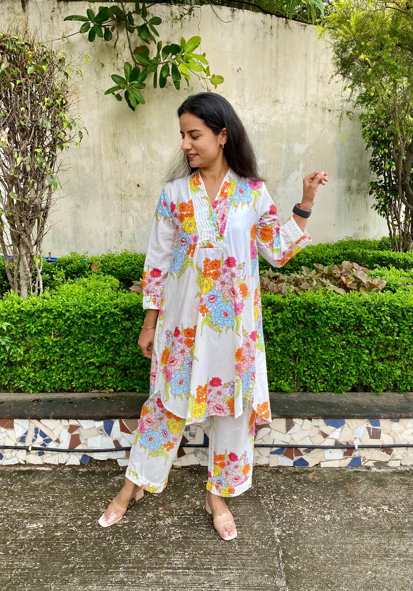 Floral Cotton Kurta Pant Set