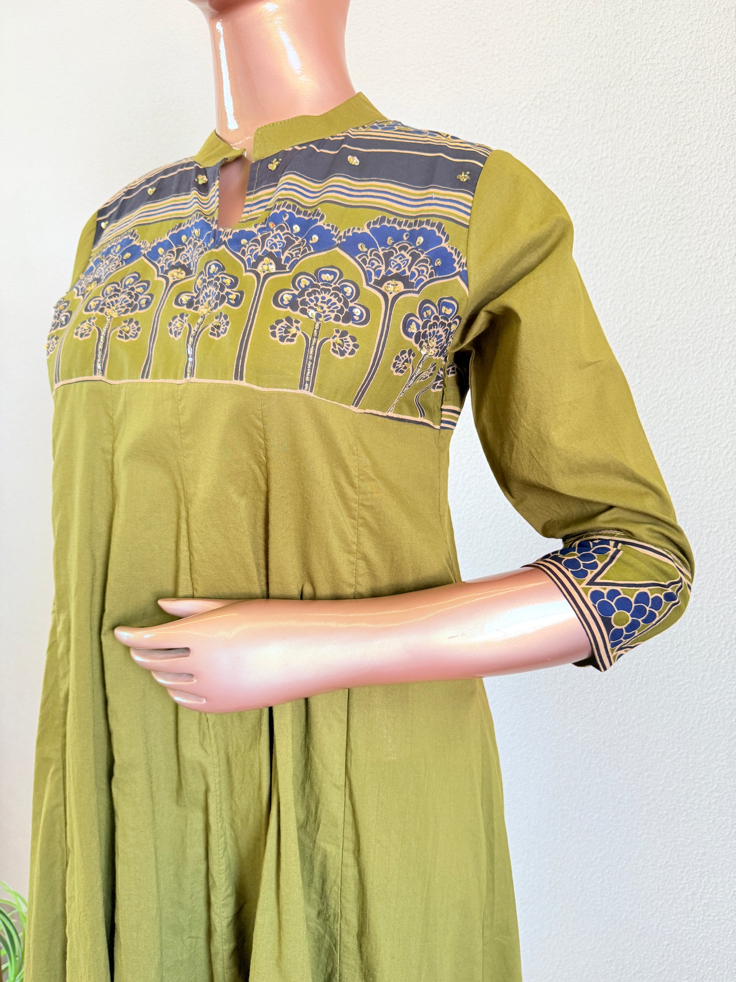 Yoke & Shoulder Print Cotton Anarkali Suit Set