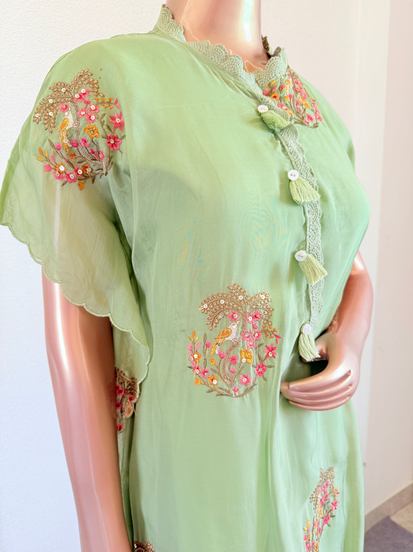 Embroidered Organza Kaftan Set