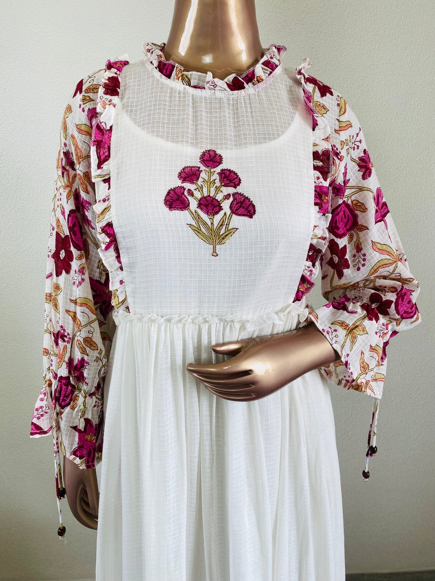 Handblock Printed Pure Kota Doria Tunic- Pink