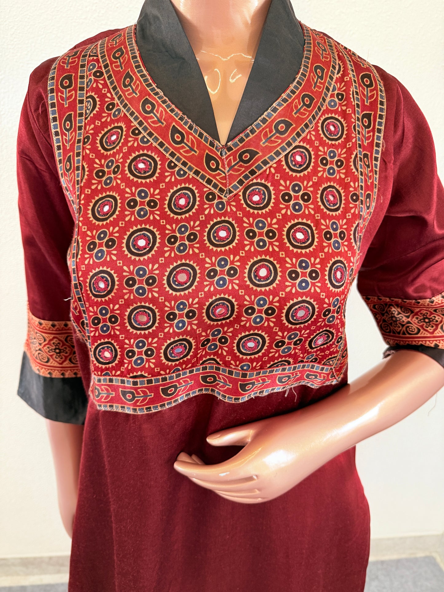 Ajrakh Kurta Pant Set - Red