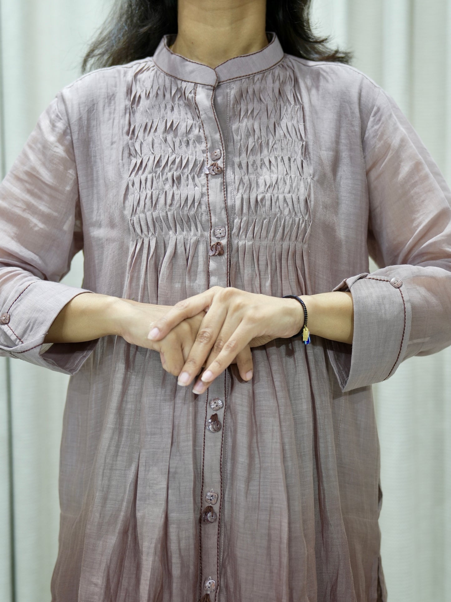 Smocked Yoke Ombre Co-ord Set with Cutwork Embroidered Trousers