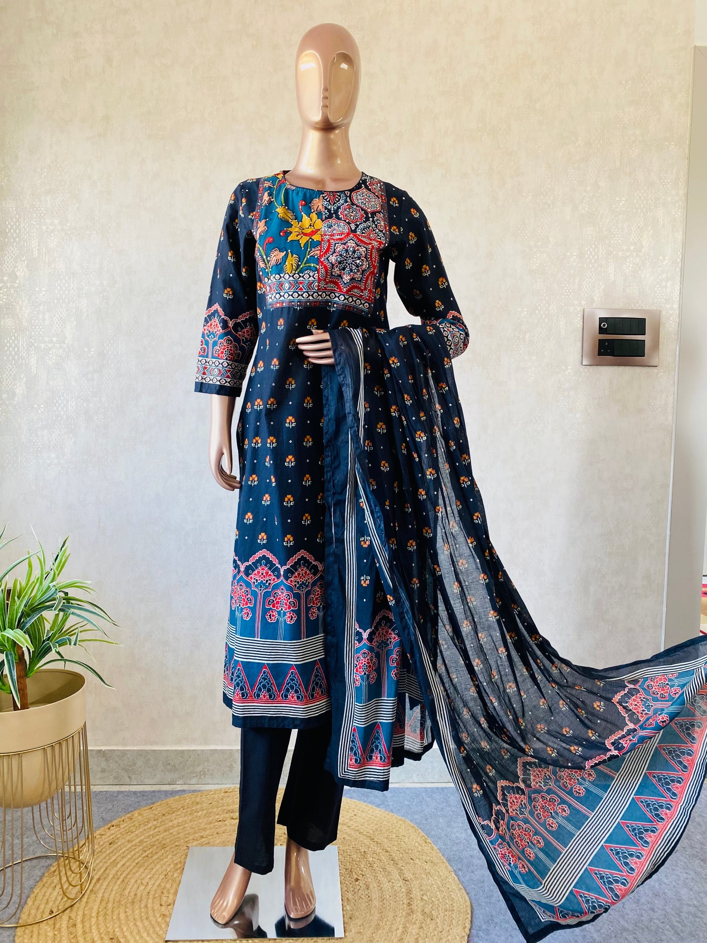 Kalamkari Print Cotton Suit Set