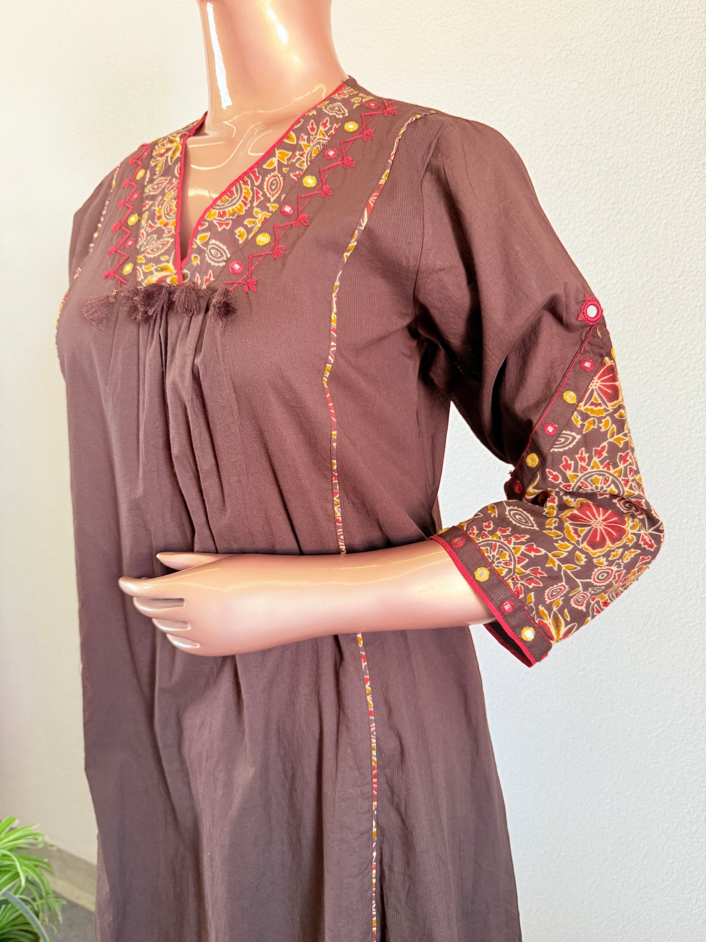 V-neck Silly Cotton A-line suit Set