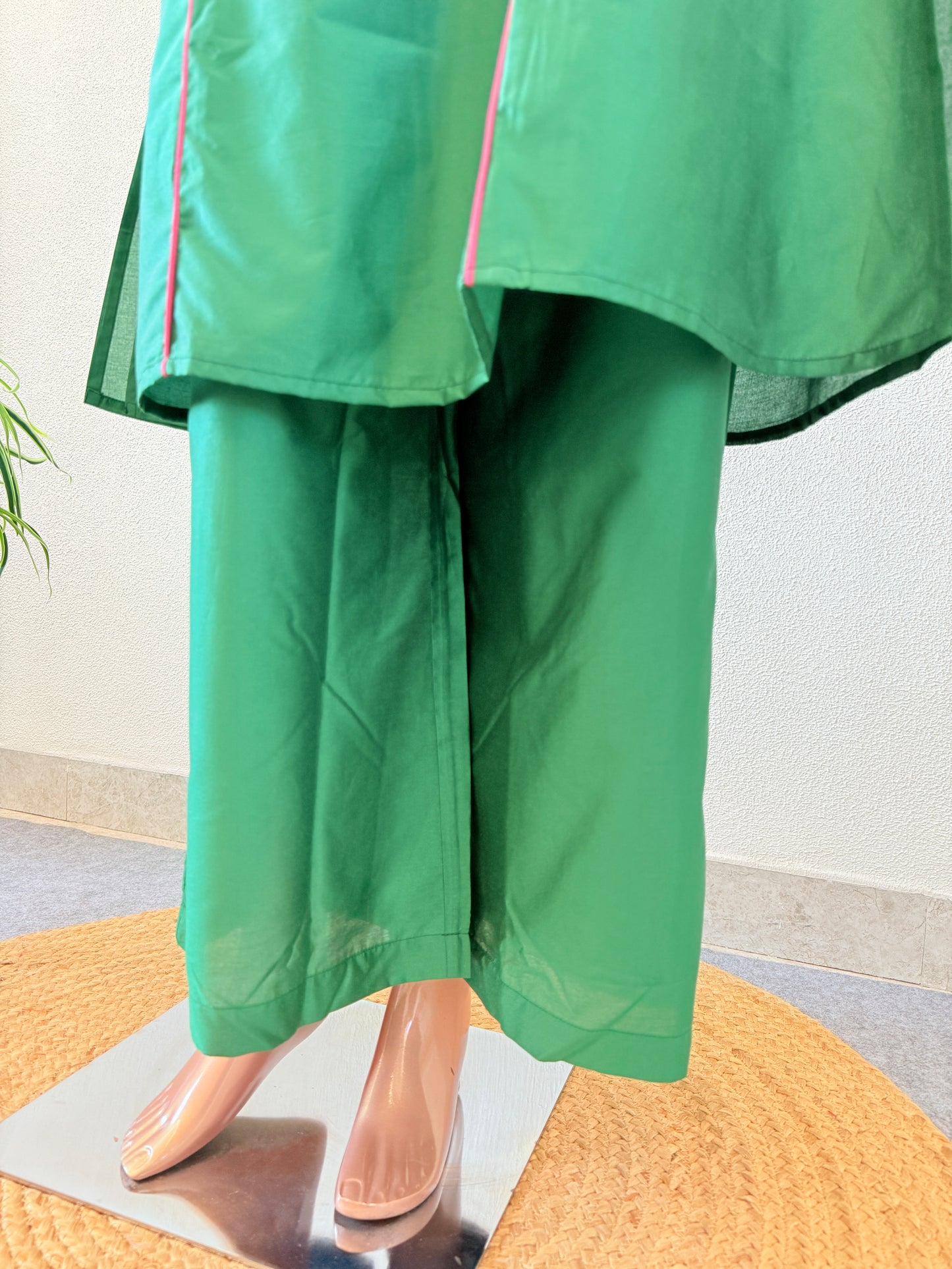 Silk Kurta Pant Set with Thread Work