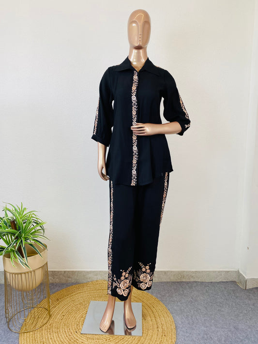 Imported Cotton Silk Coords with Embroidery Detailing