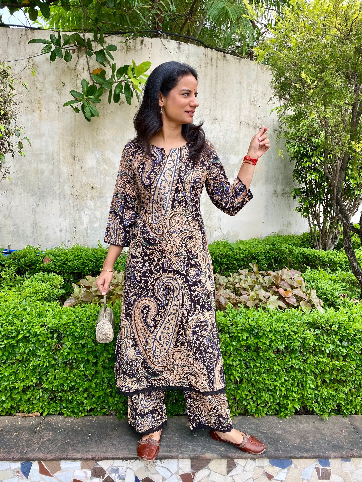 Paisley Print Cotton Kurta Pant