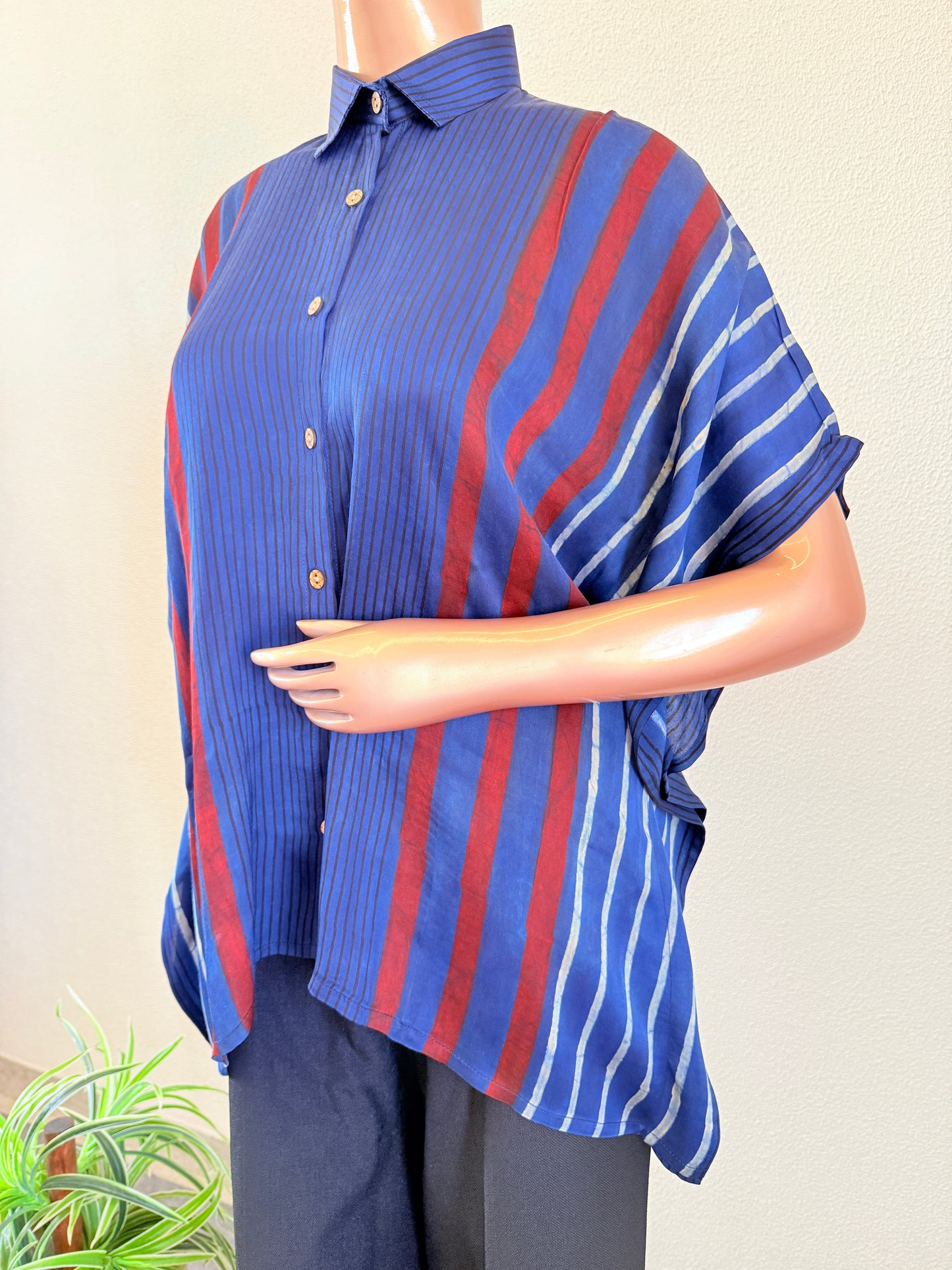 Ajrakh Print Kaftan Shirt - Blue