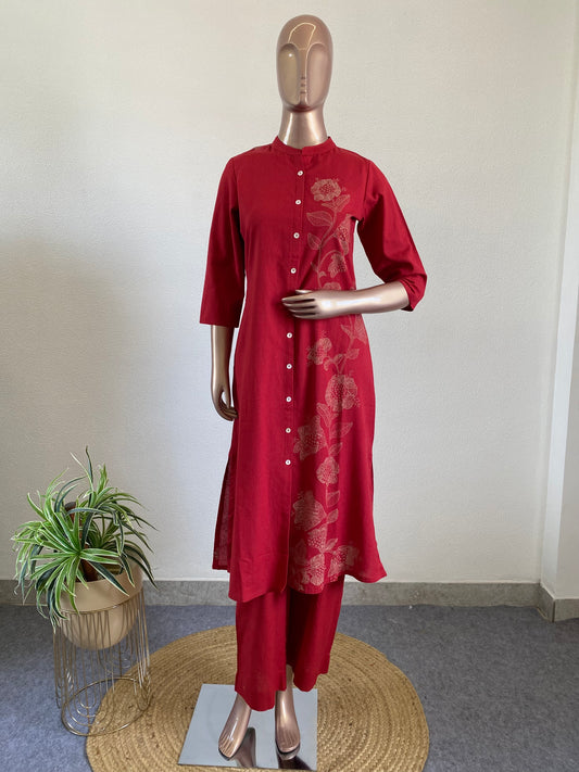 Block Printed Cotton Flex Kurta Pant Set