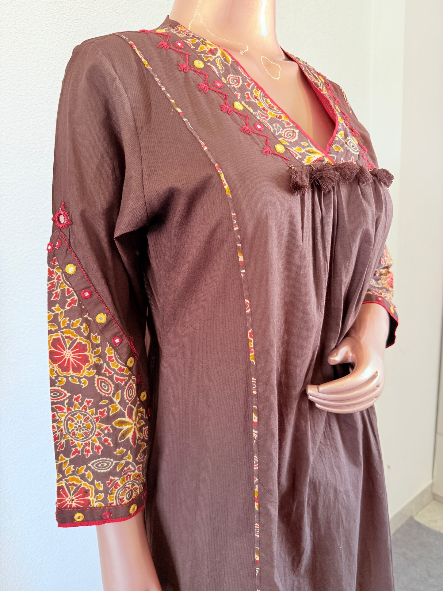 V-neck Silly Cotton A-line suit Set