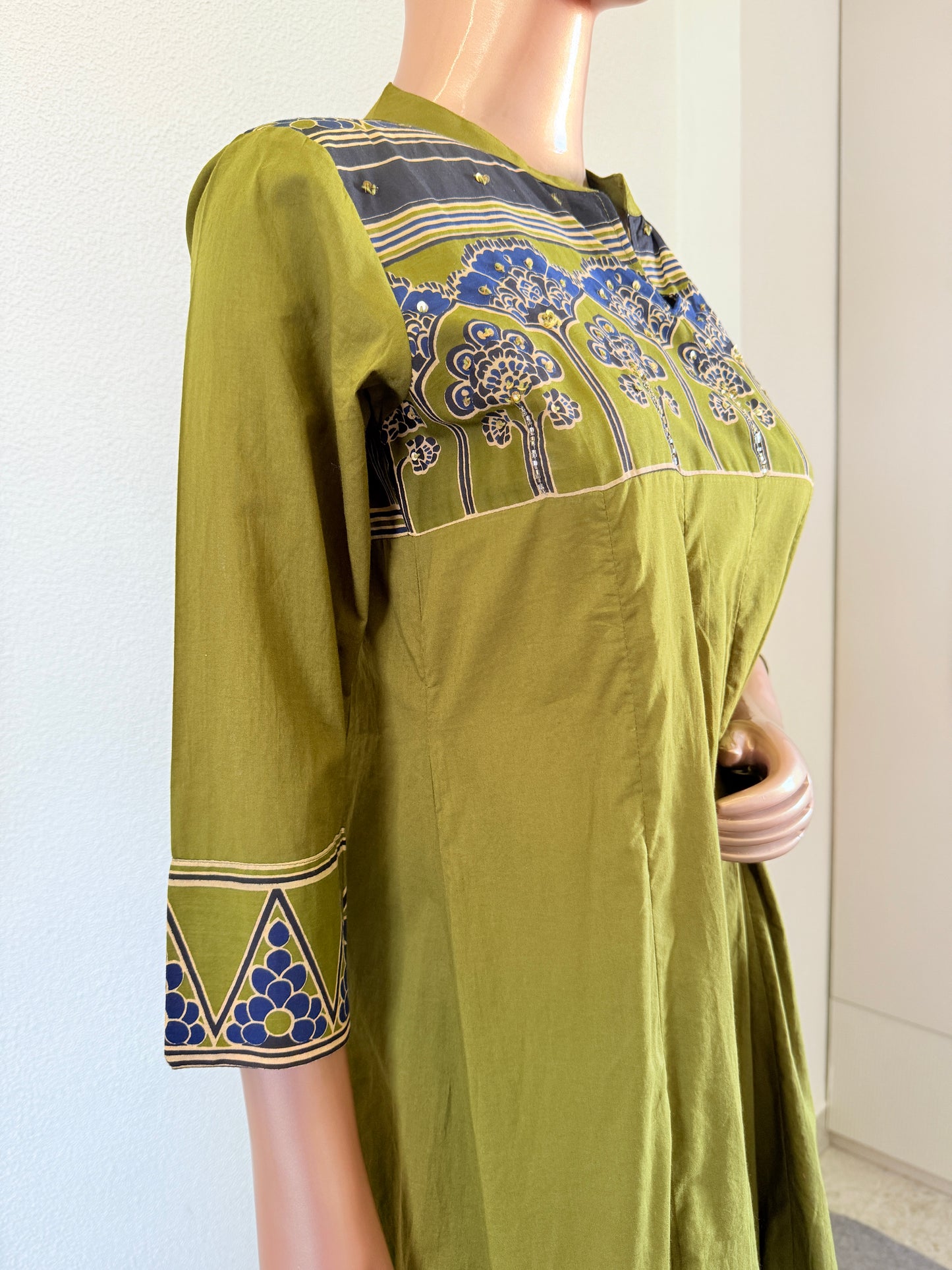 Yoke & Shoulder Print Cotton Anarkali Suit Set