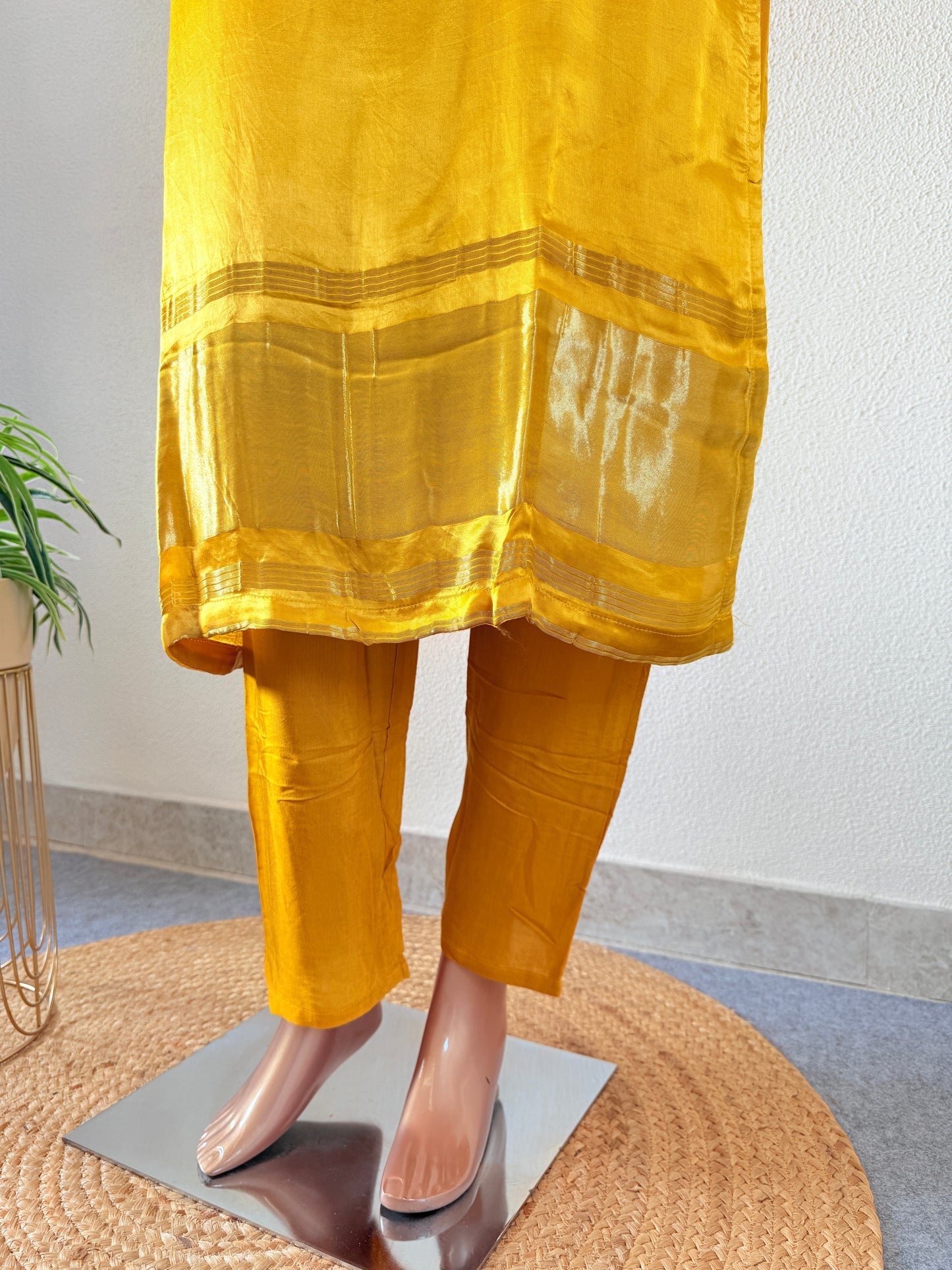 Gajji Silk Lagdi Patta Suit Set with Lehariya Dupatta