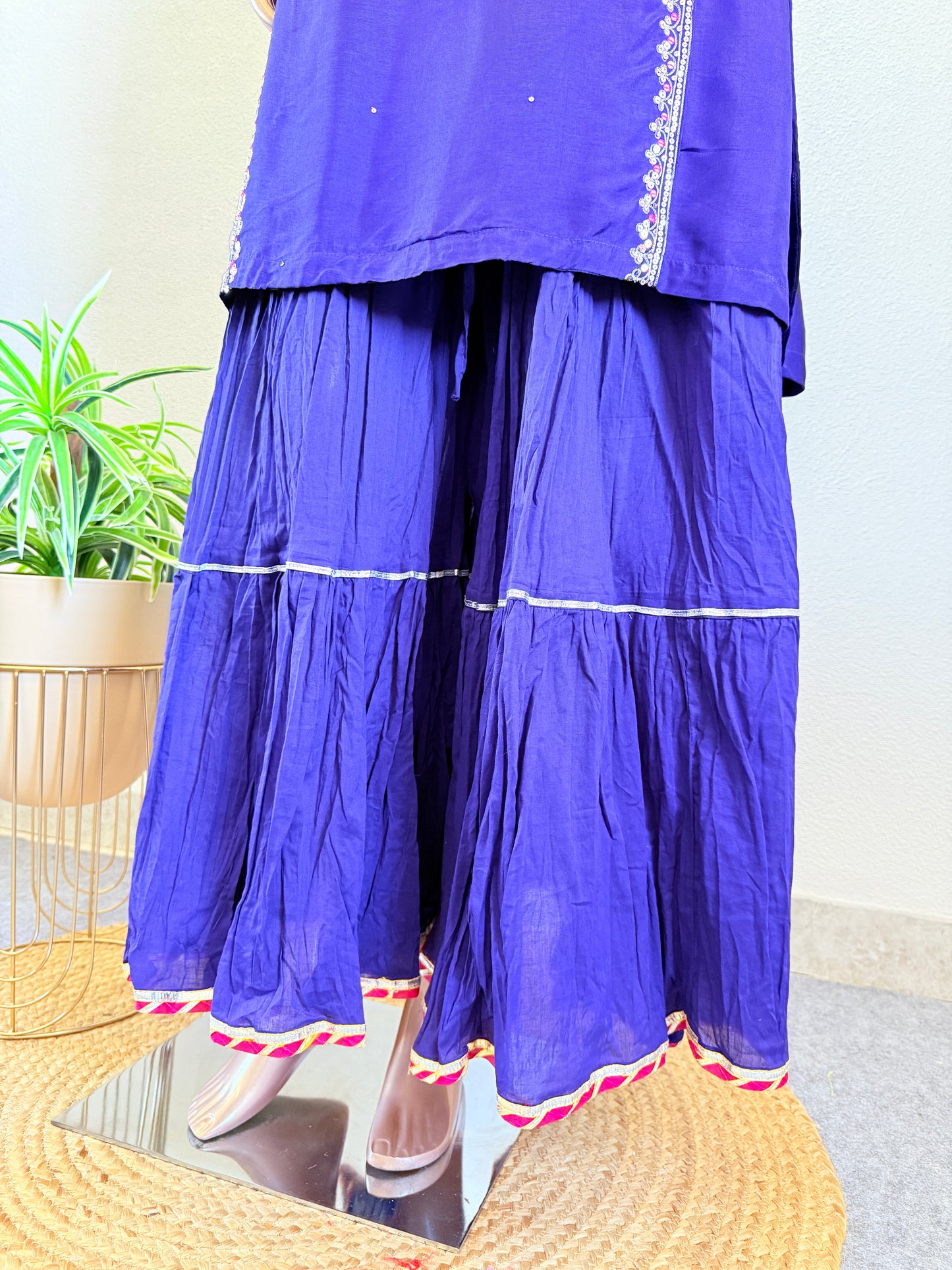 Sequin Work Dola Silk Suit with Sharara & Organza Dupatta