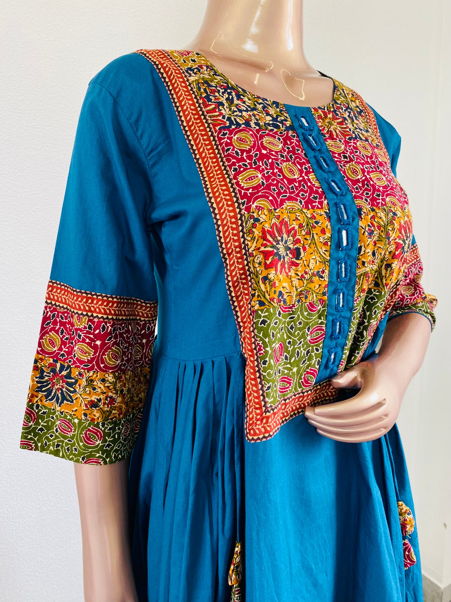 Patch and Mirror Work Frock Kurta Pant Set