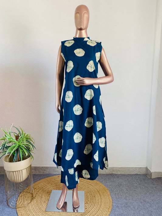 Polka Dot Cotton Kurta Pant Set