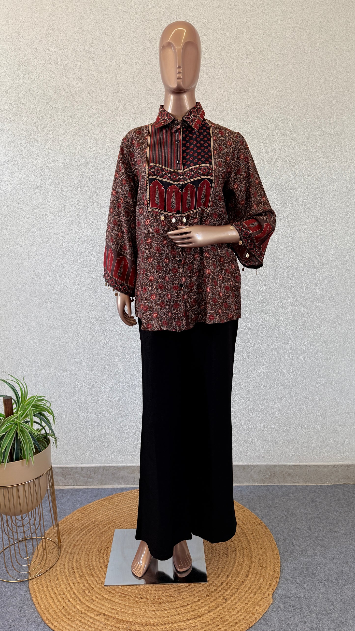Ajrakh Print Muslin Oversized Shirt