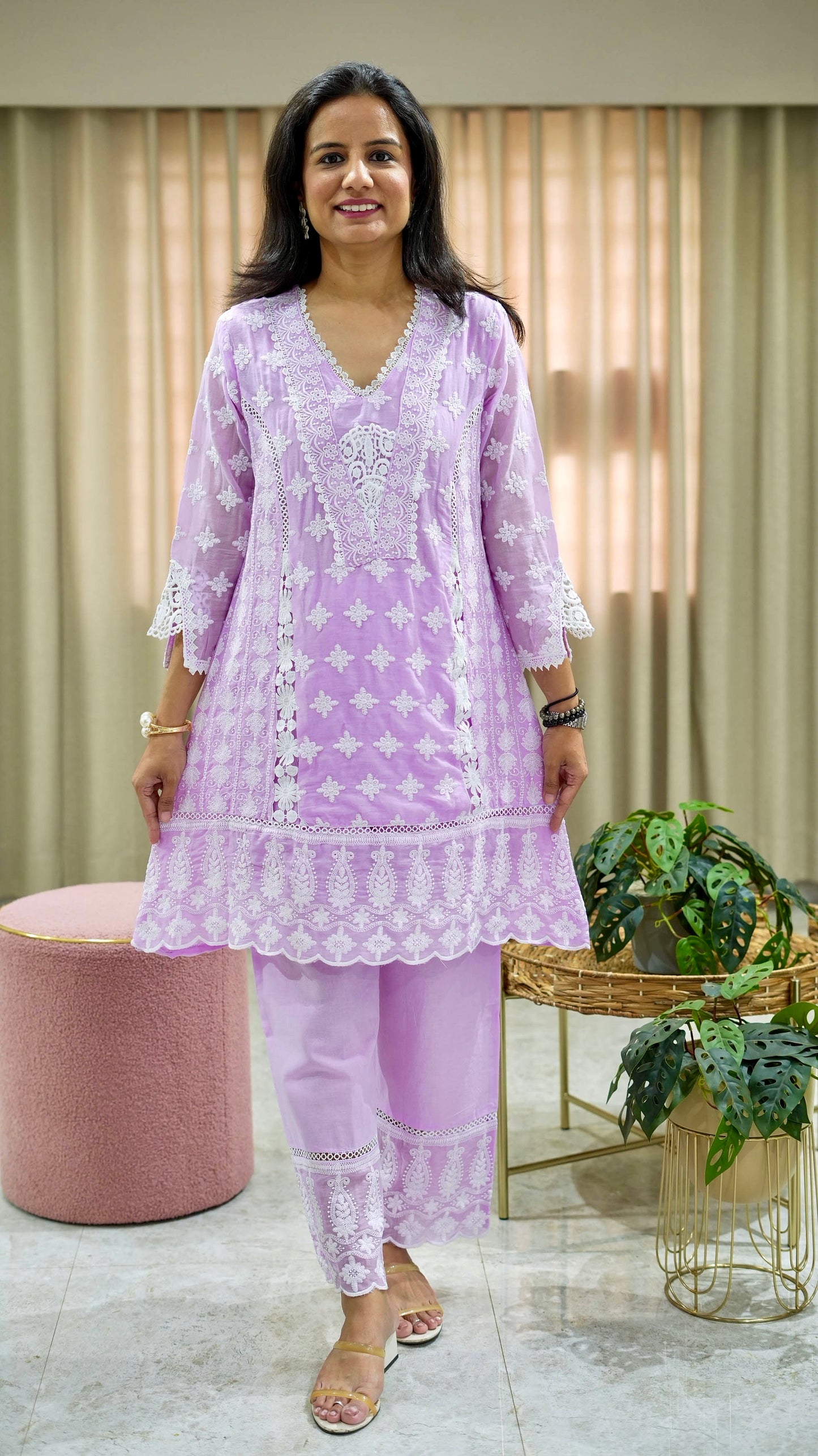 Mul Cotton Coord Set with Chikankari Work