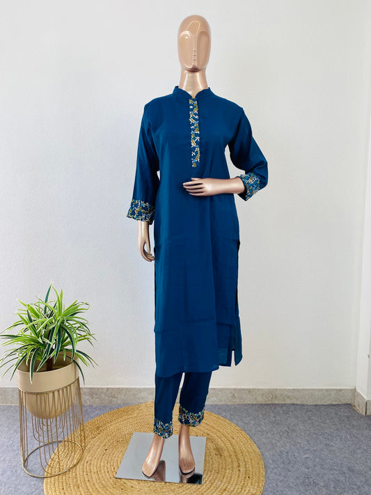 Imported Fabric Hand Embroidered Kurta Pant Set