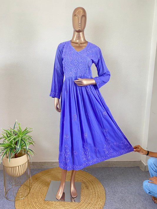 Dobby Cotton Chikankari Tunic - Purple