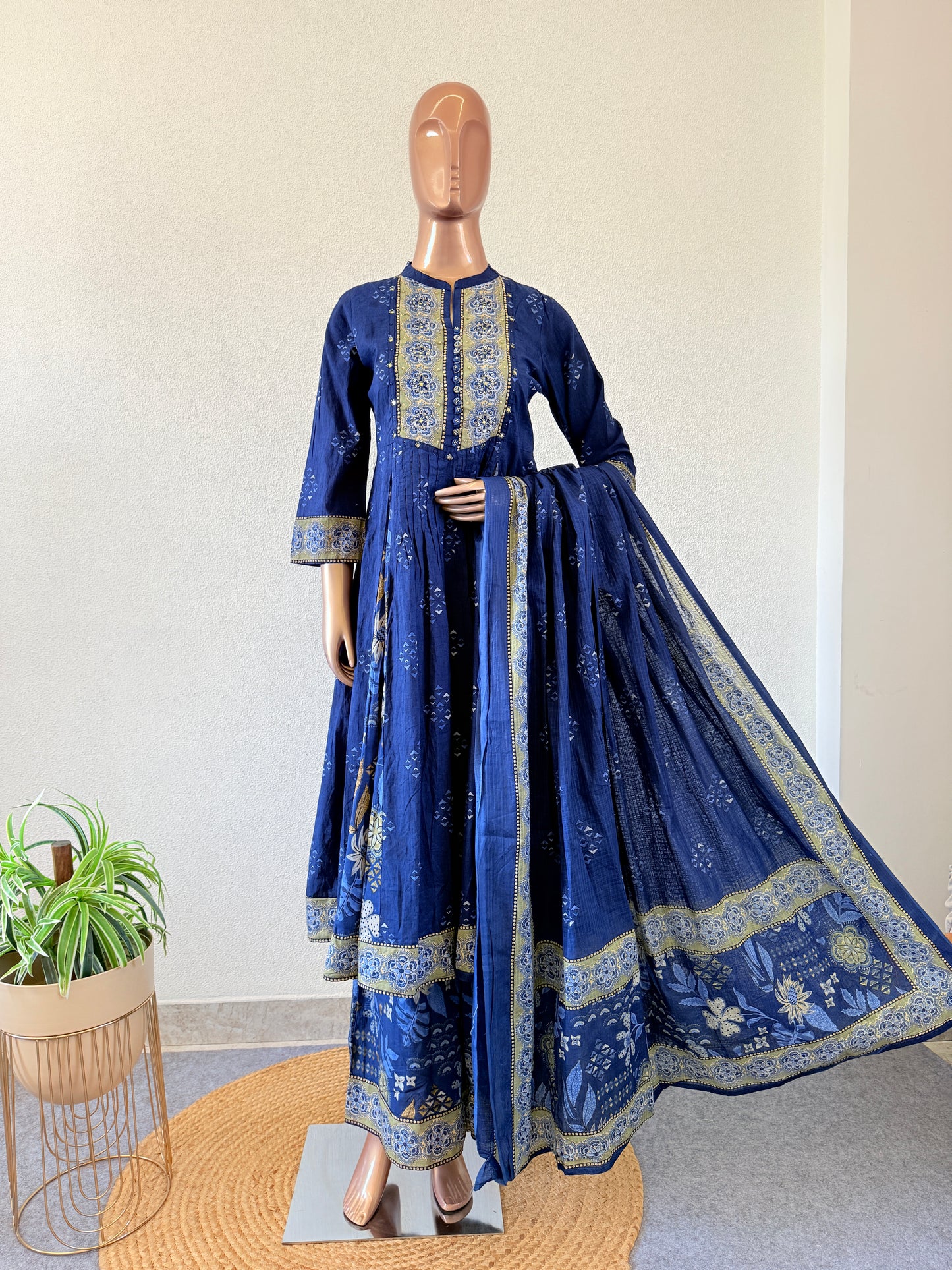 Printed Cotton Frock Suit with Palazzo