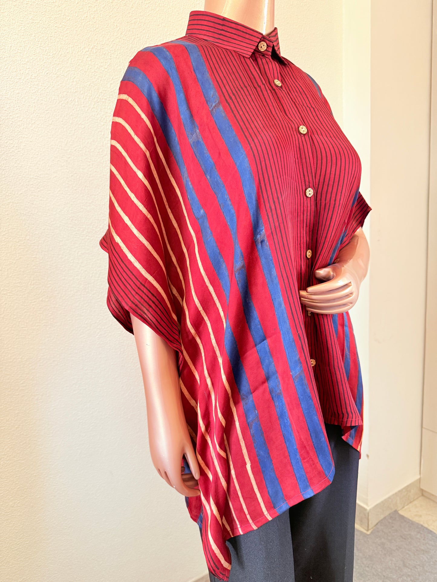 Ajrakh Print Kaftan Shirt - Red