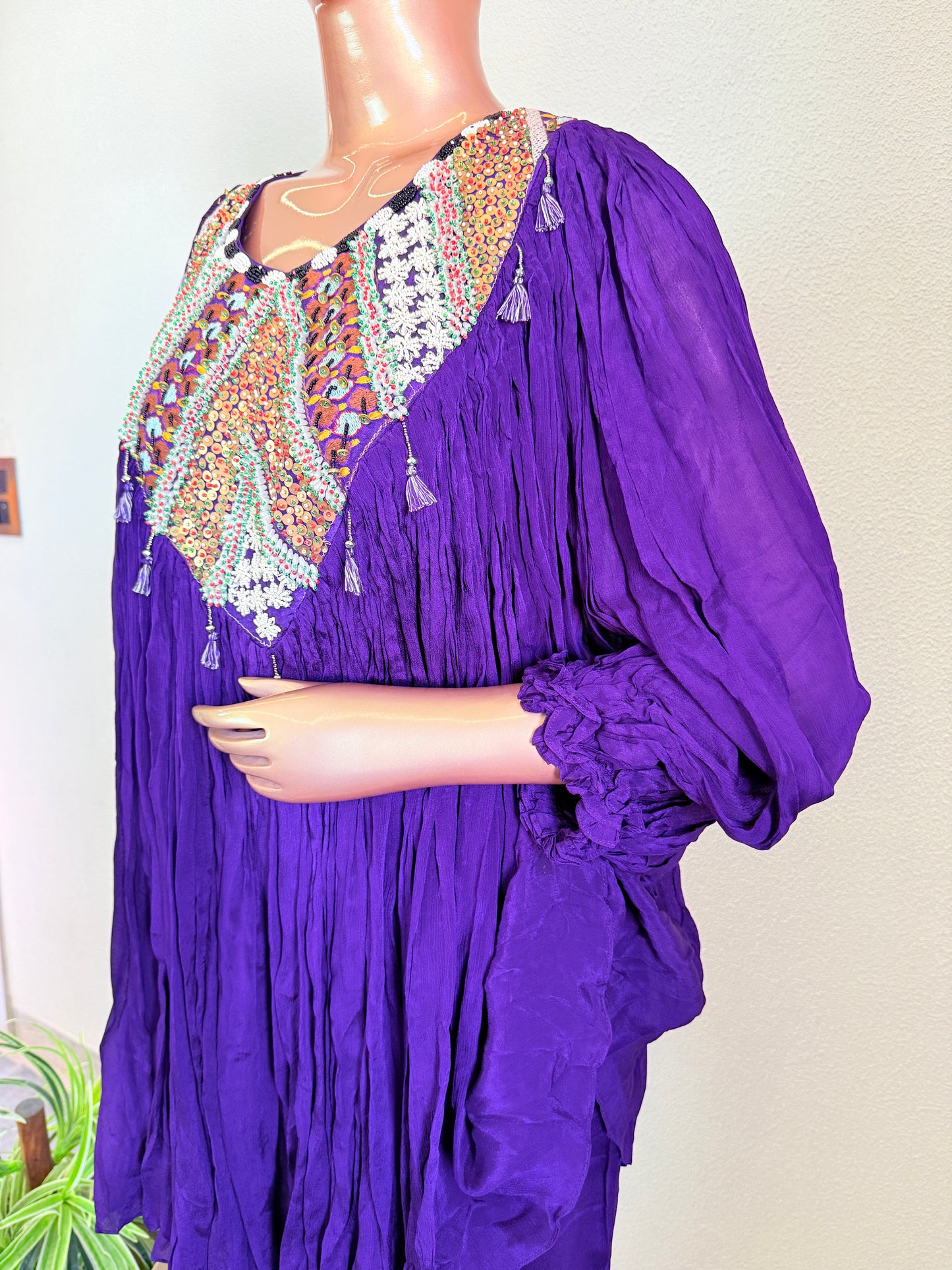 Crushed Chinon Indowestern with Heavy Handwork on Yoke