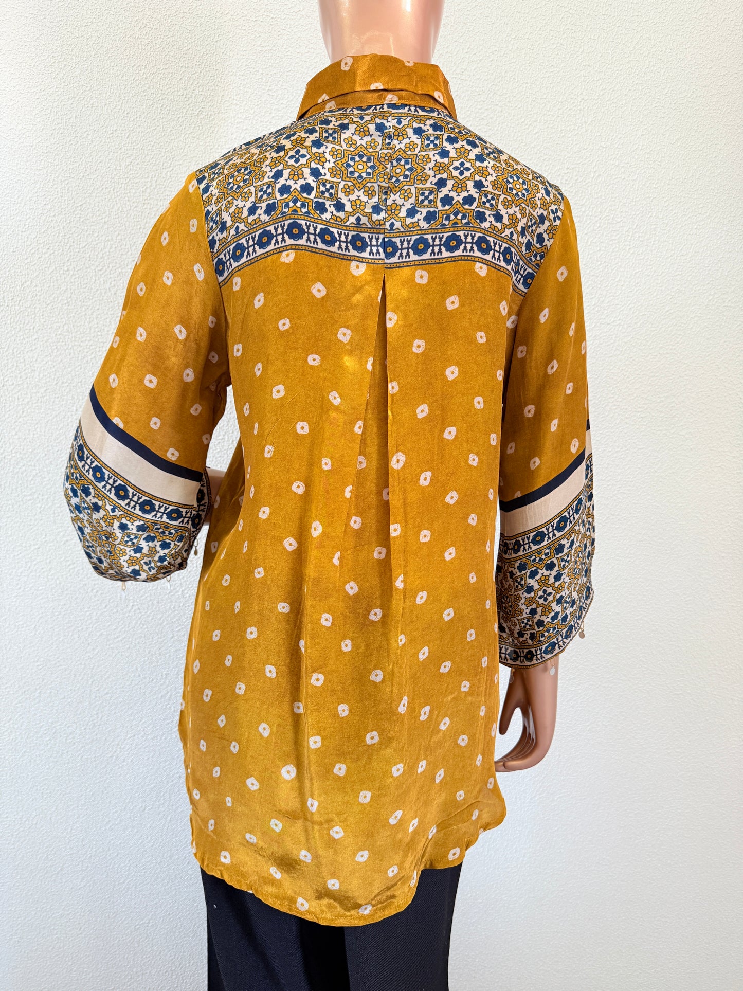 Crepe Bandhani Shirt  - Yellow