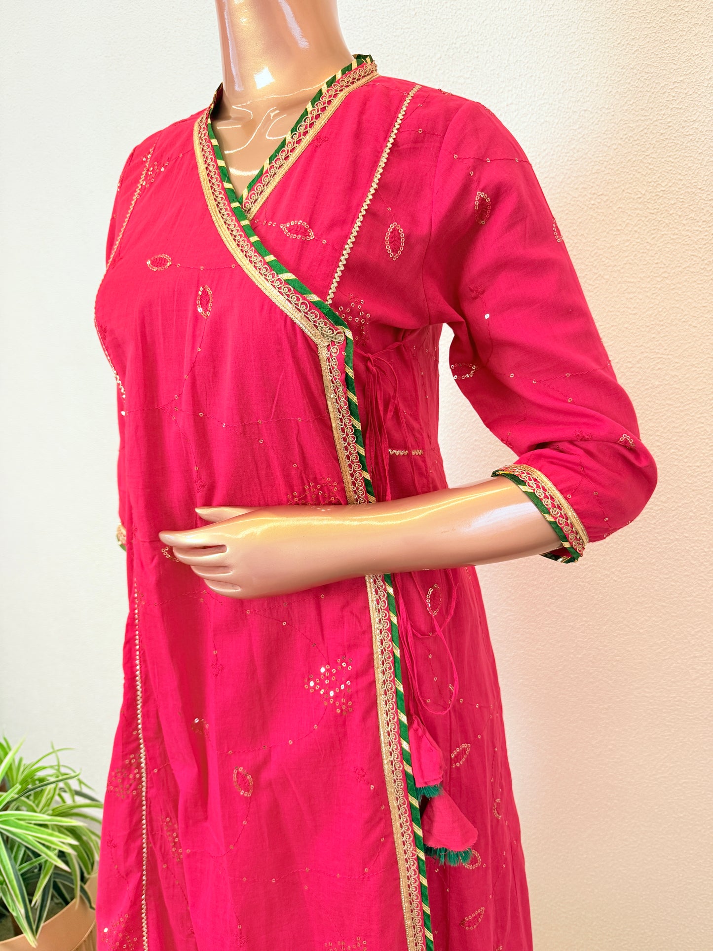 Sequin Work Cotton Angrakha Suit Set