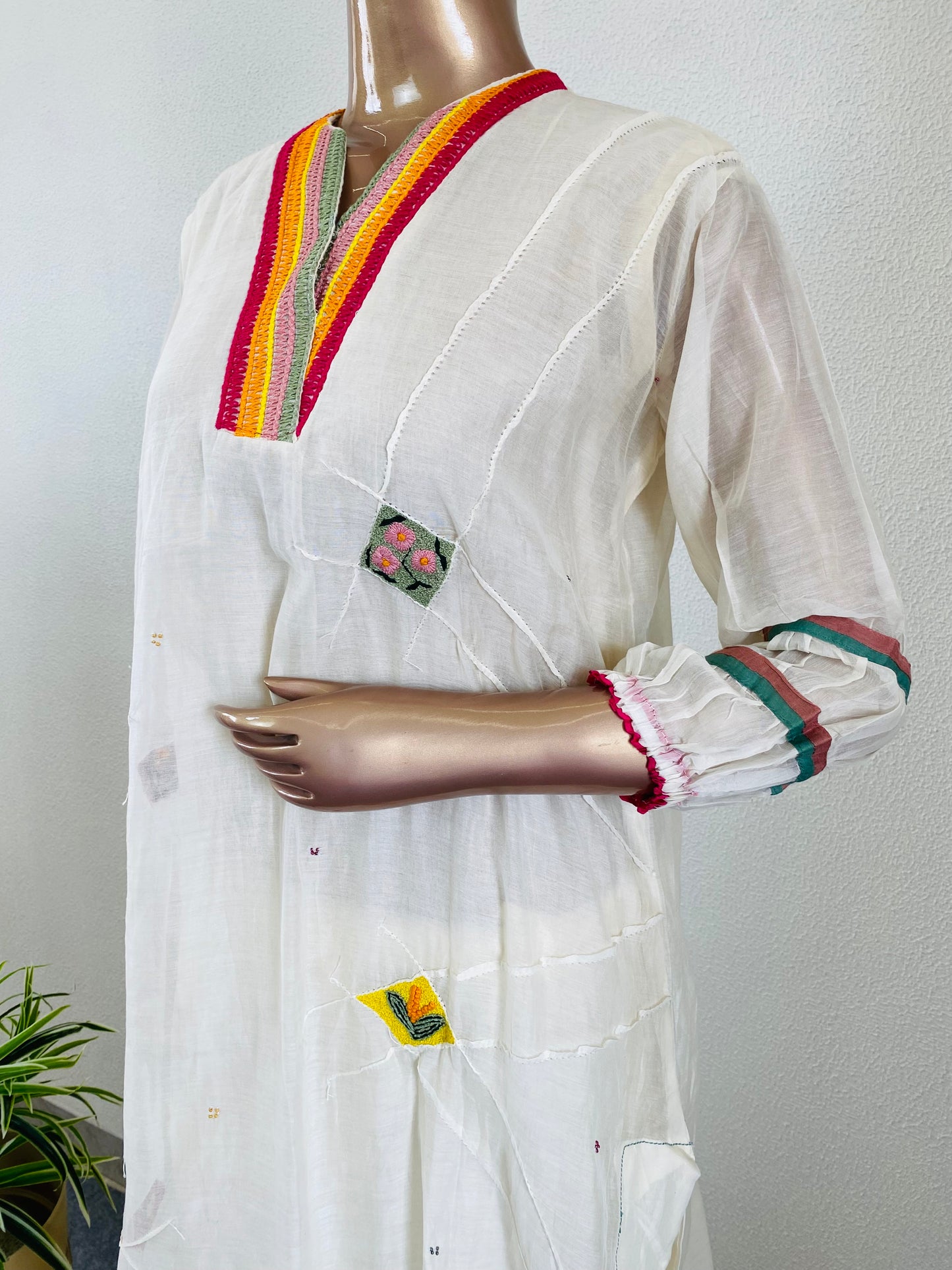 Embroidered Mul Chanderi Suit Set