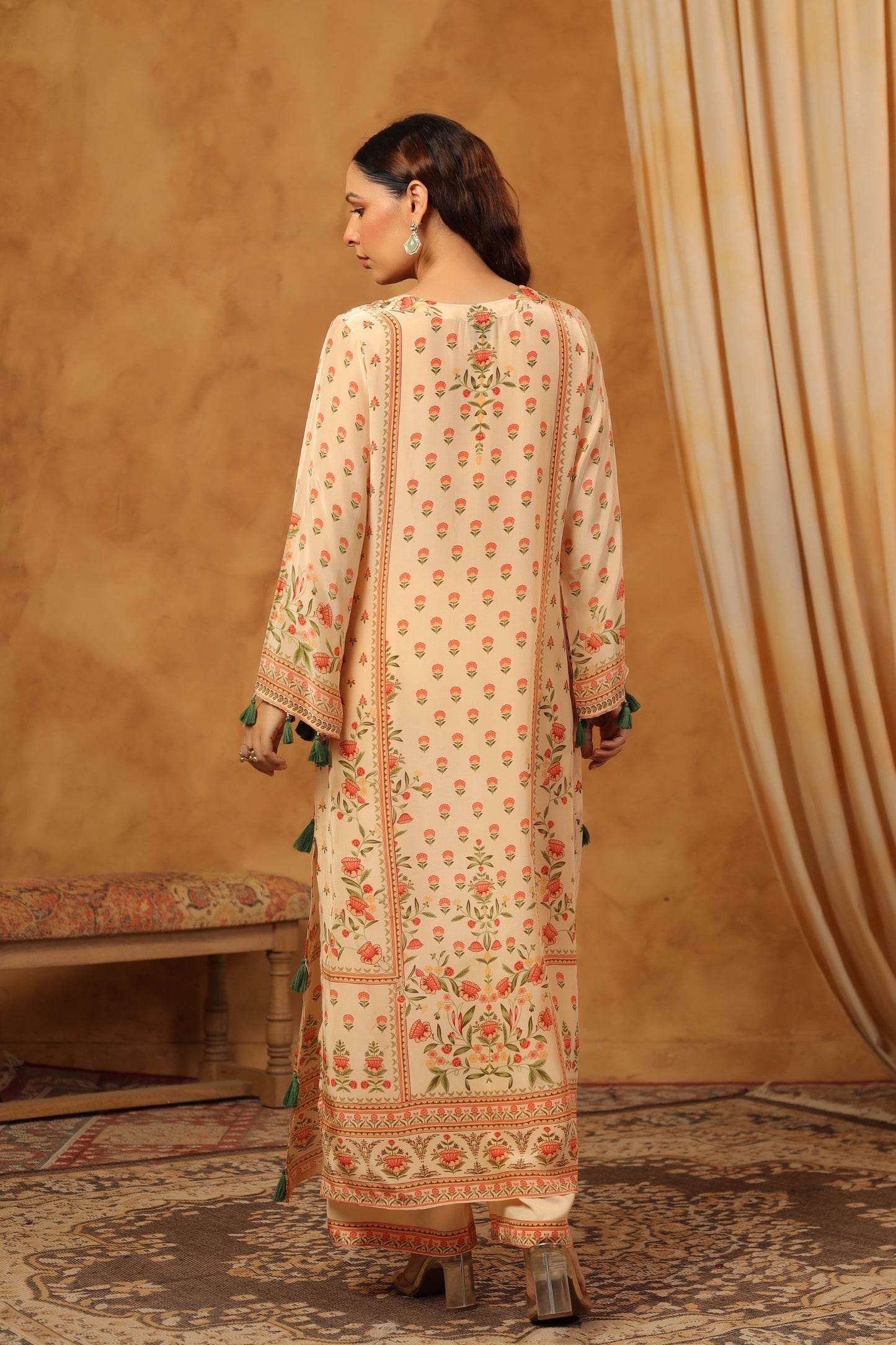 Pure Crepe Printed Long Kurta Pant Set